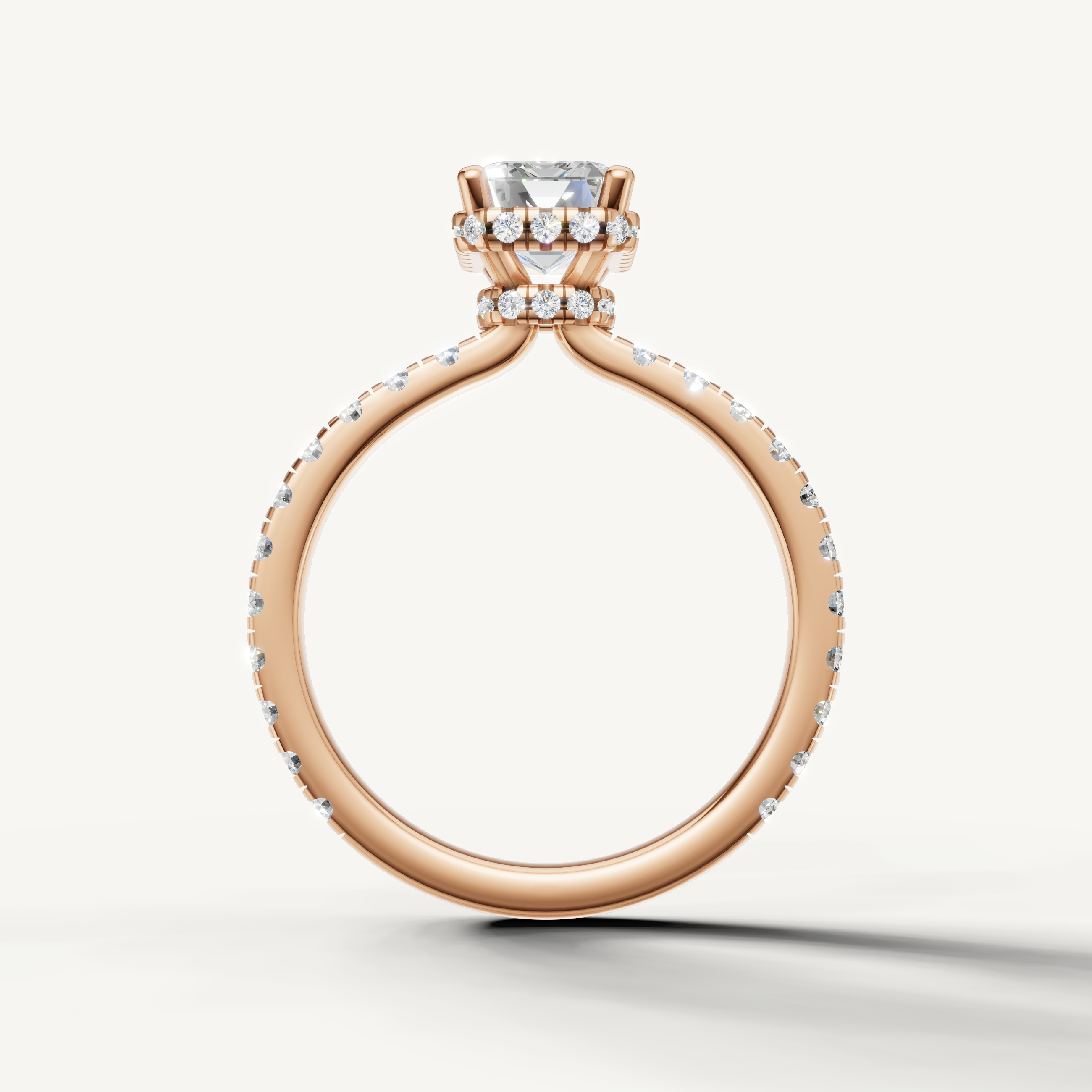delicate emerald cut diamond engagement ring with shimmering pavé diamonds