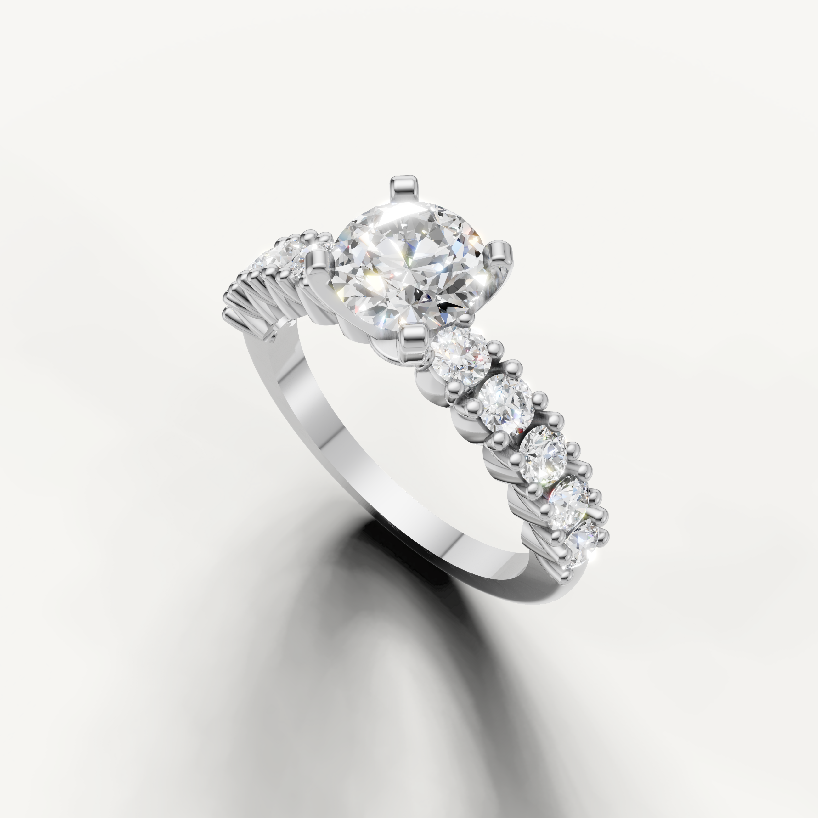 Handcrafted round vintage engagement ring by Raul Diamonds in luxury gold setting