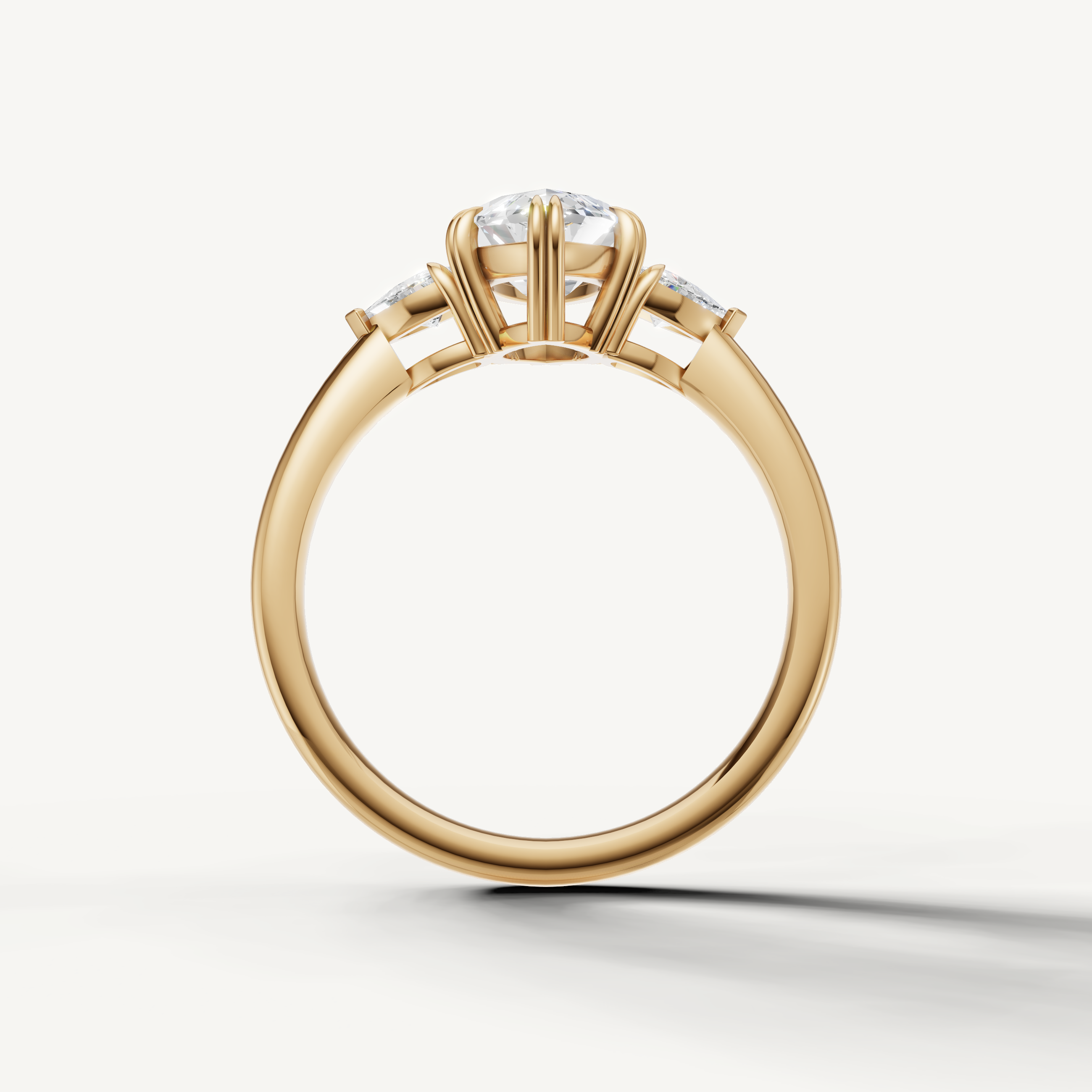 timeless marquise lab grown diamond engagement ring with polished yellow gold band