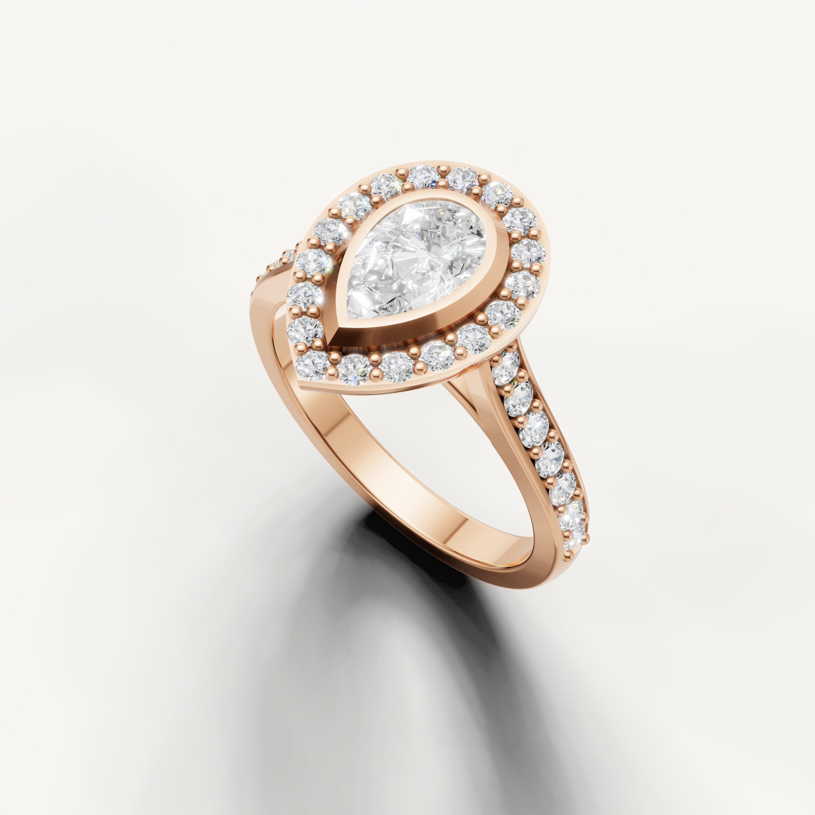 Vintage inspired pear halo diamond ring from Raul Diamonds