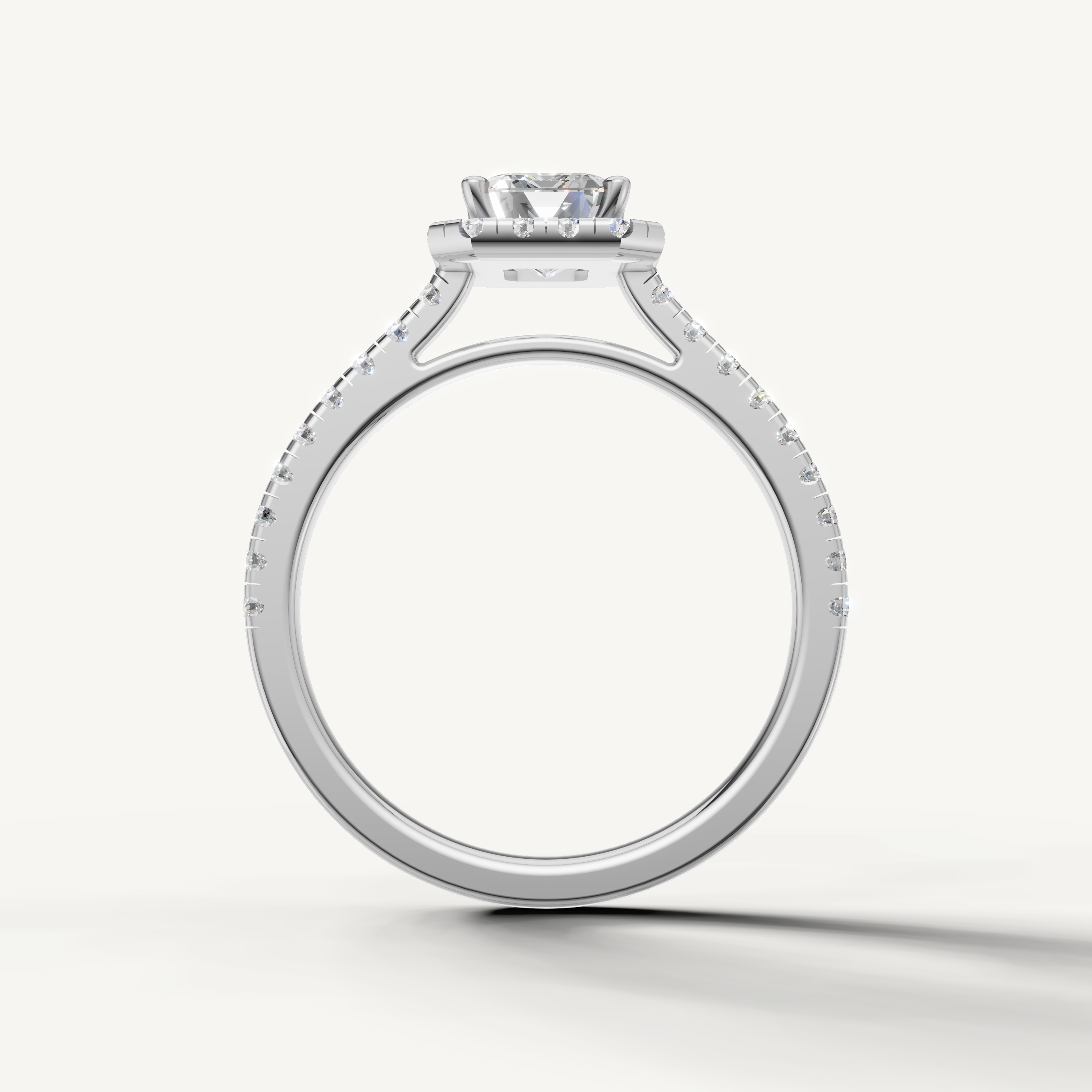 radiant emerald cut lab grown diamond halo engagement ring with elegant brilliance