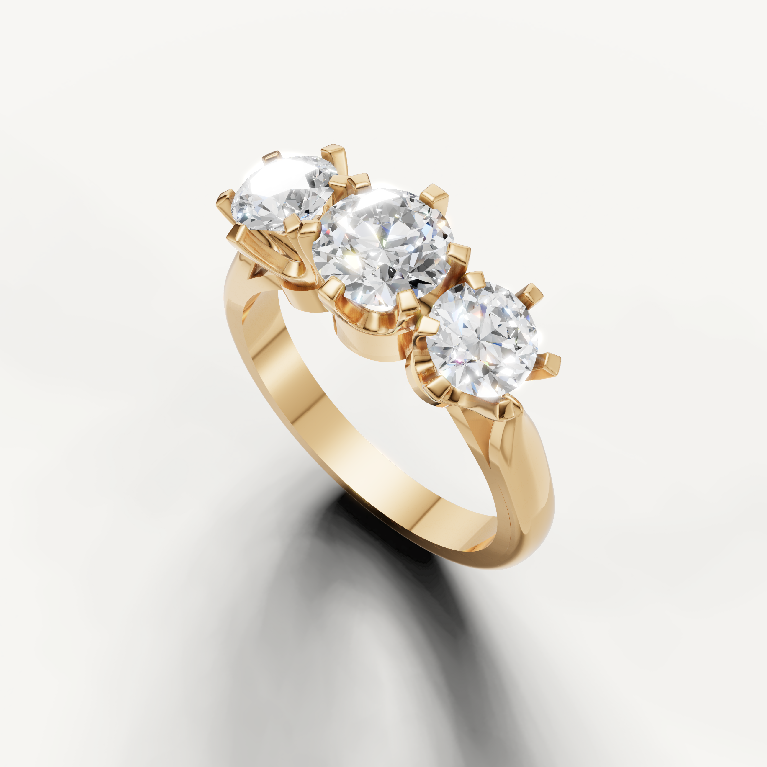 Round diamond engagement ring with side stones from Raul Diamonds