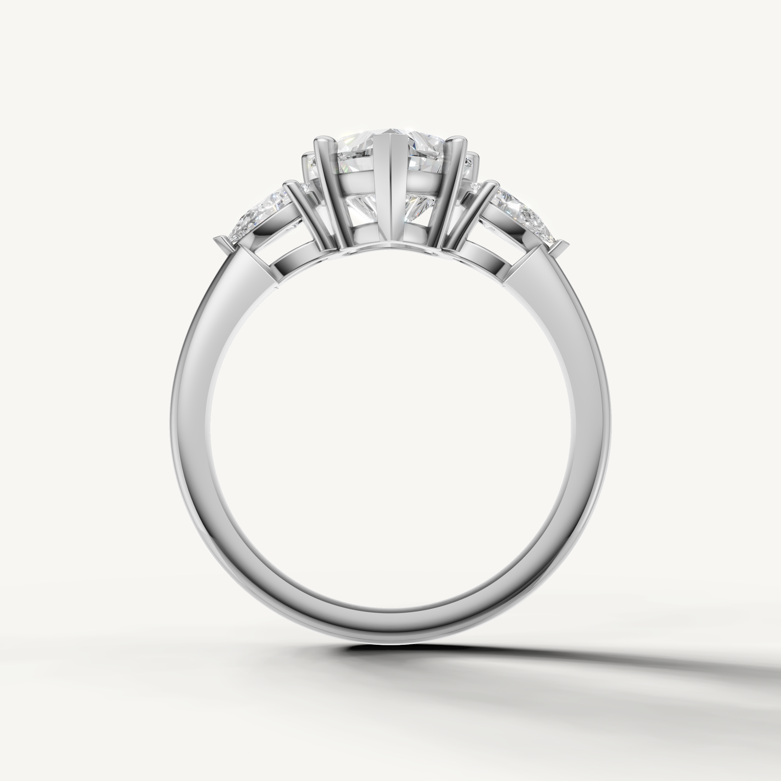 heart shaped lab grown diamond ring with pear accents white gold