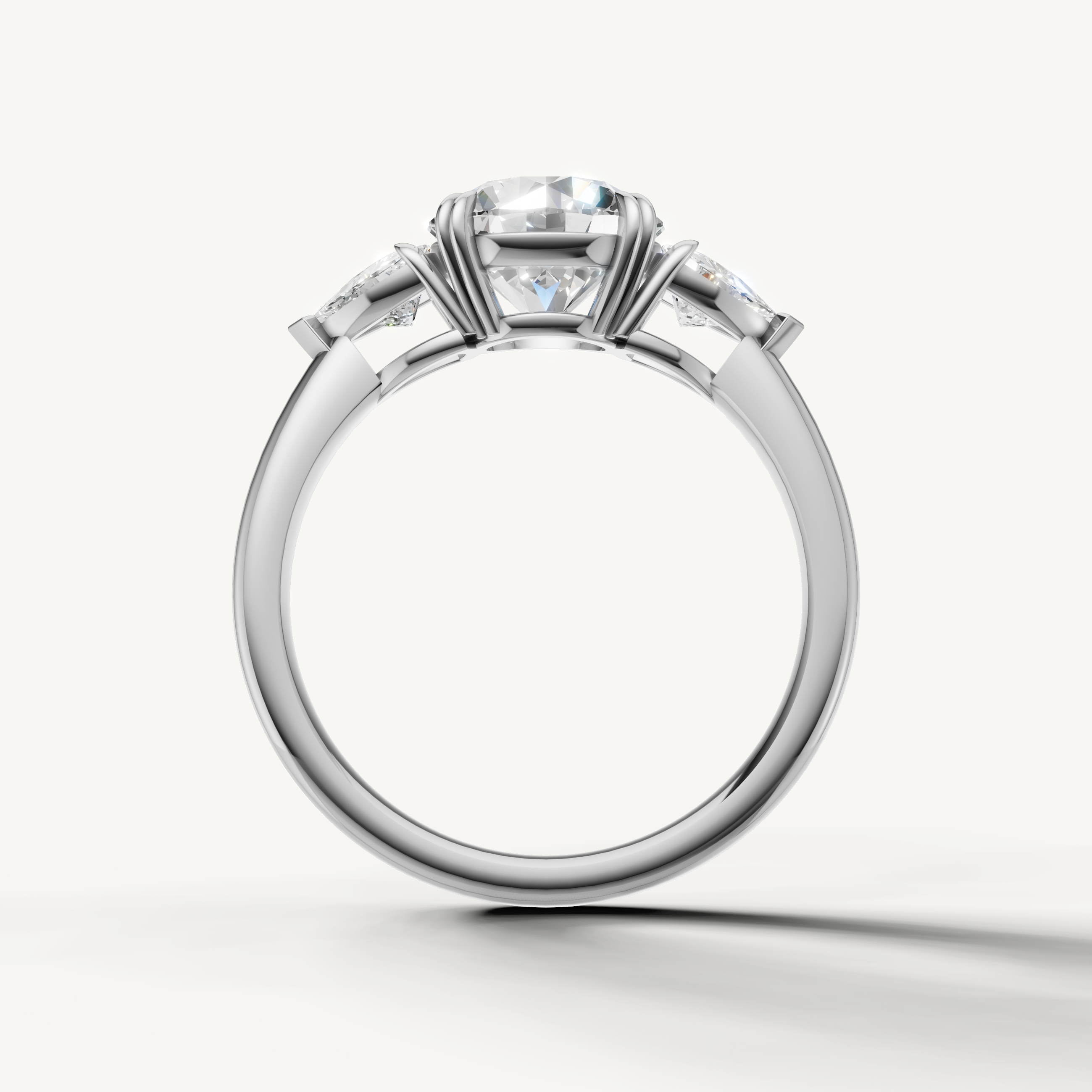 luxurious round cut lab grown diamond ring in polished white gold