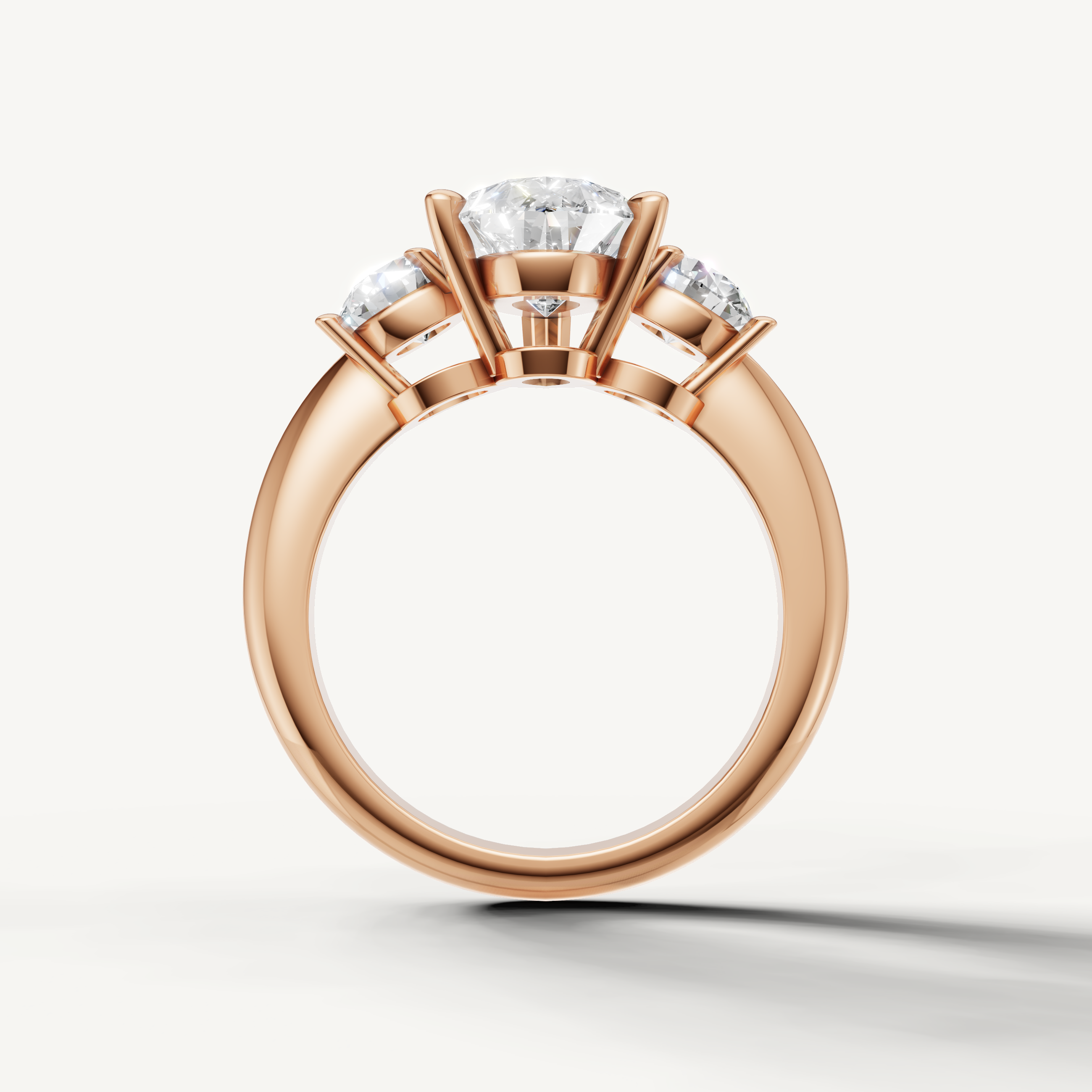 Elegant pear lab grown diamond ring with round side stones rose gold
