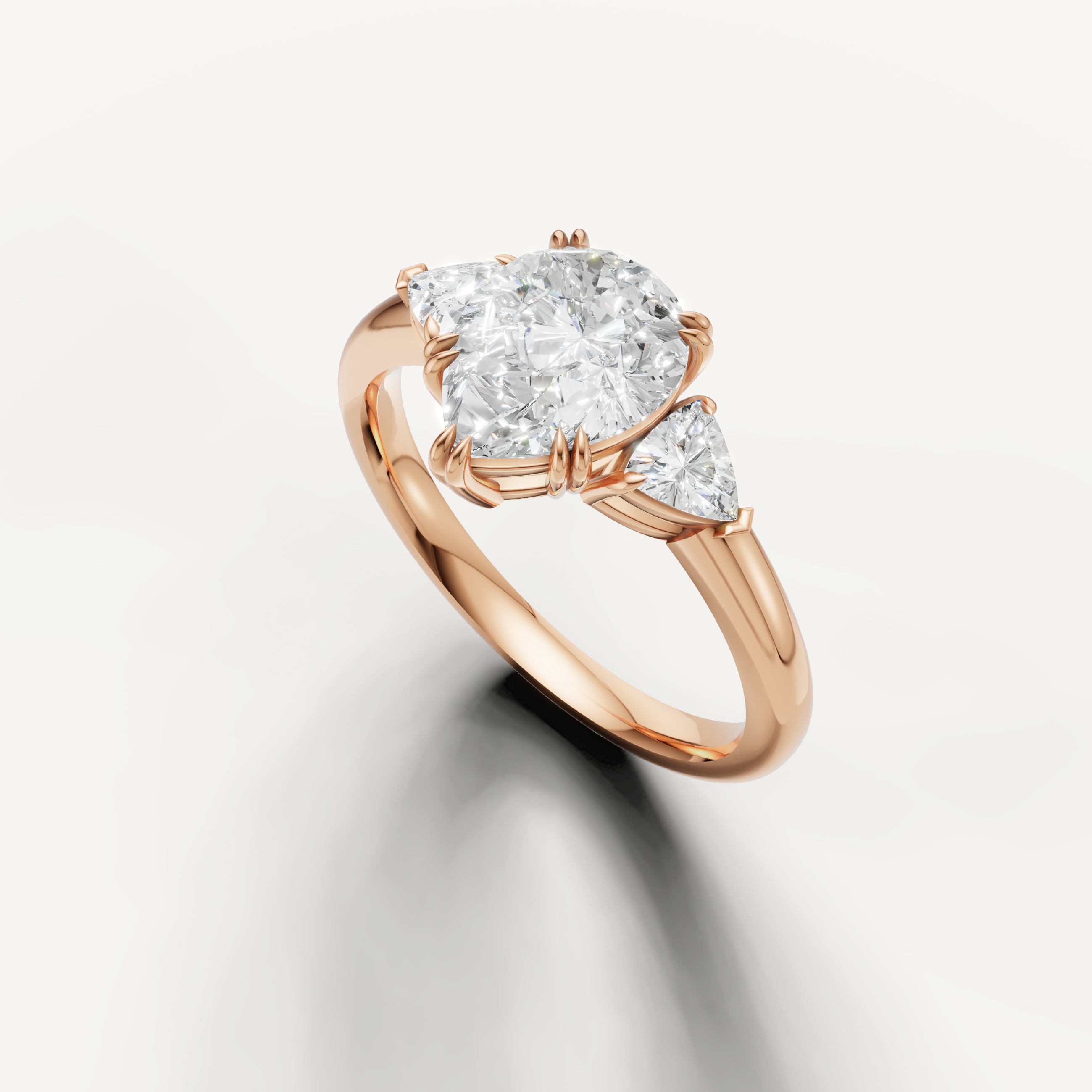elegant pear cut lab grown diamond ring with polished rose gold setting