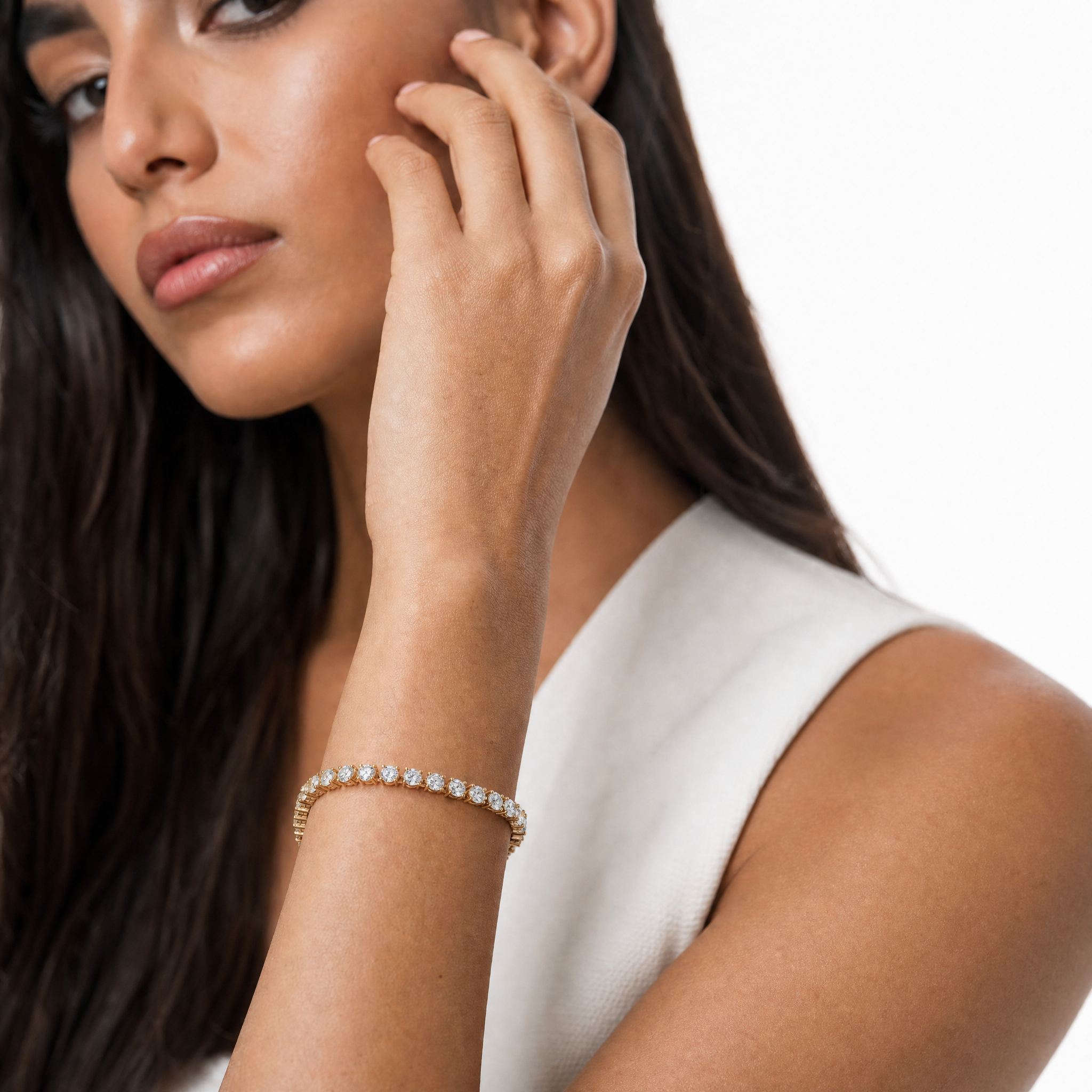 Round Brilliant Lab Grown Diamond Tennis Bracelet in 14K Gold