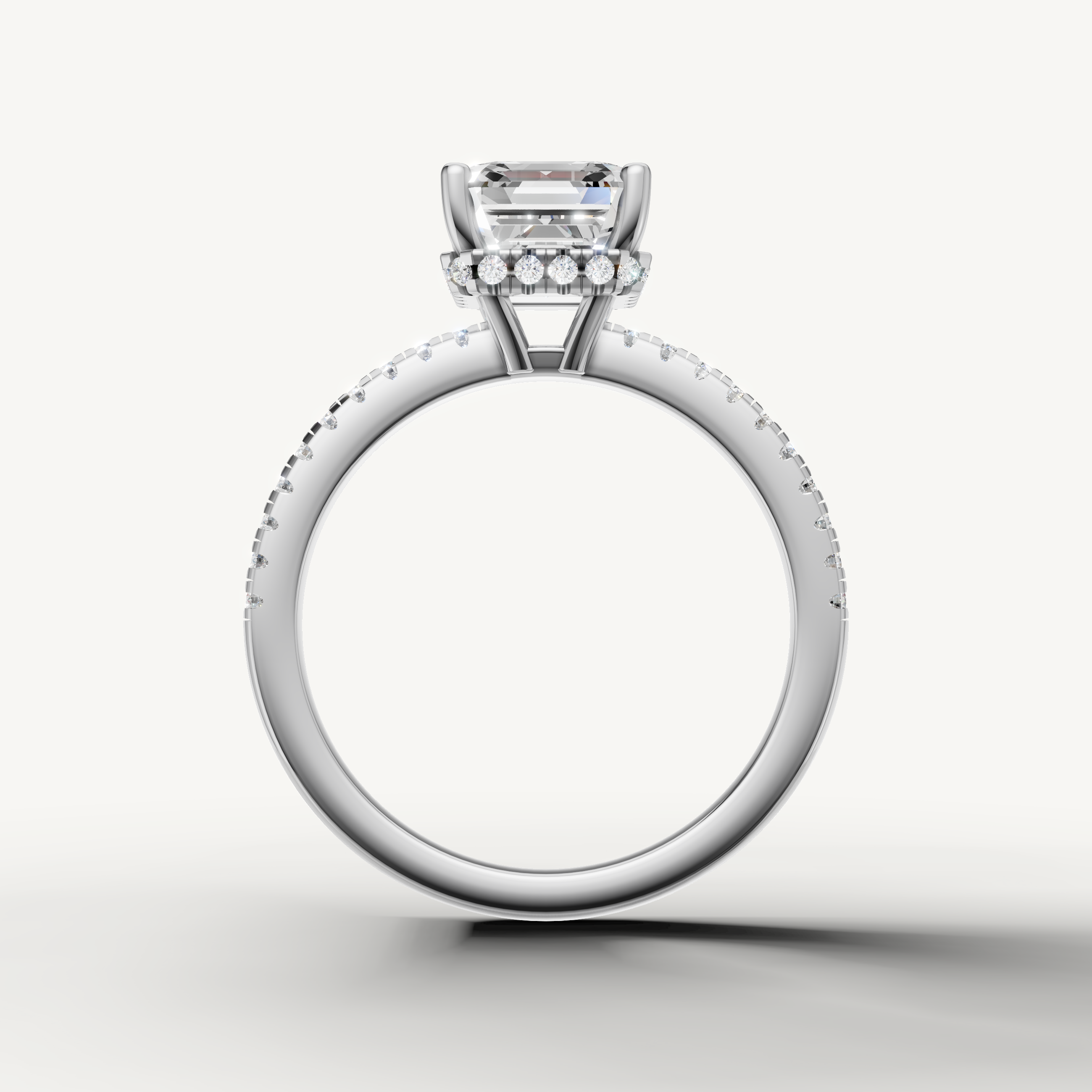 elegant asscher cut lab grown diamond ring in polished 14k white gold