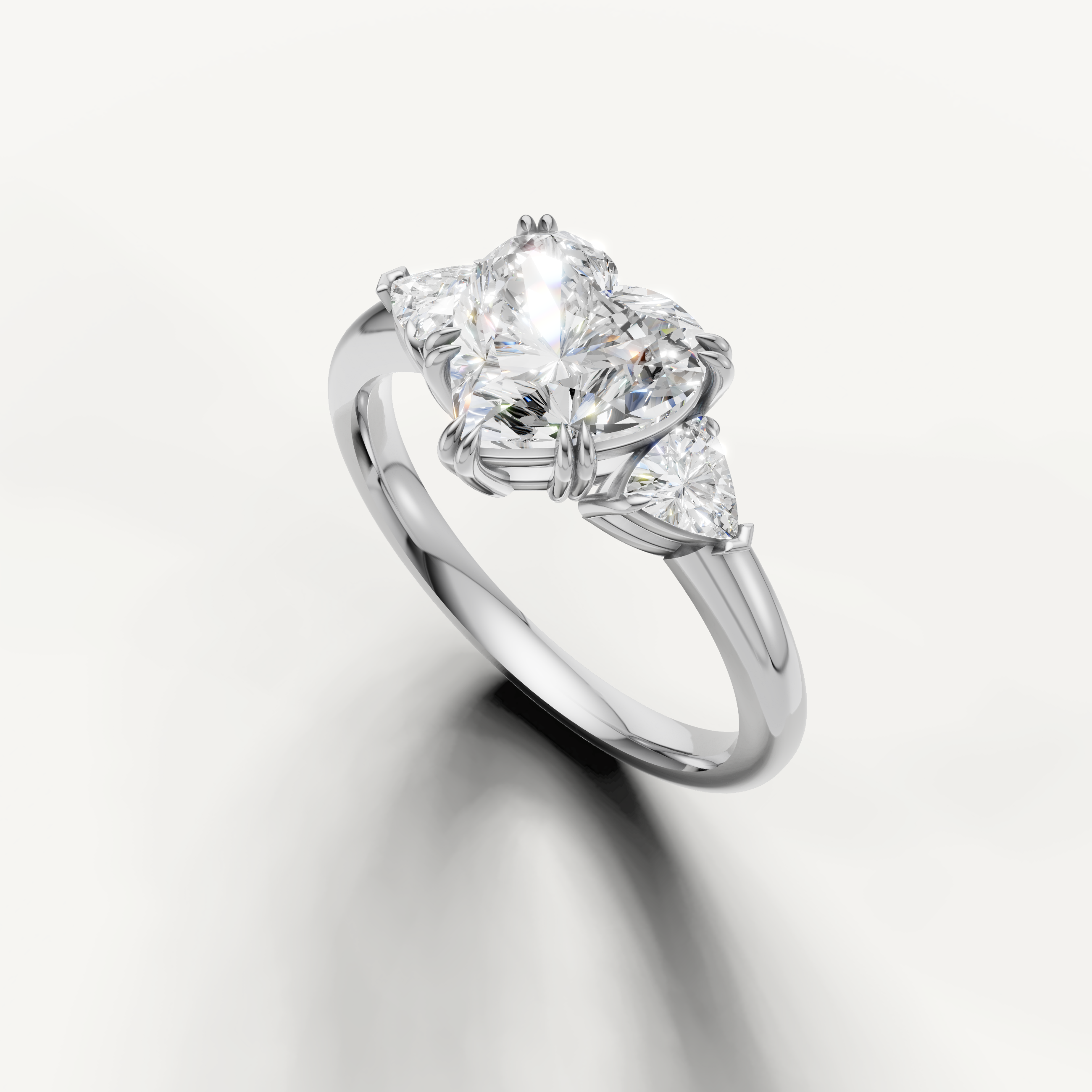 timeless heart shaped lab grown diamond ring with sleek white gold setting and side accents