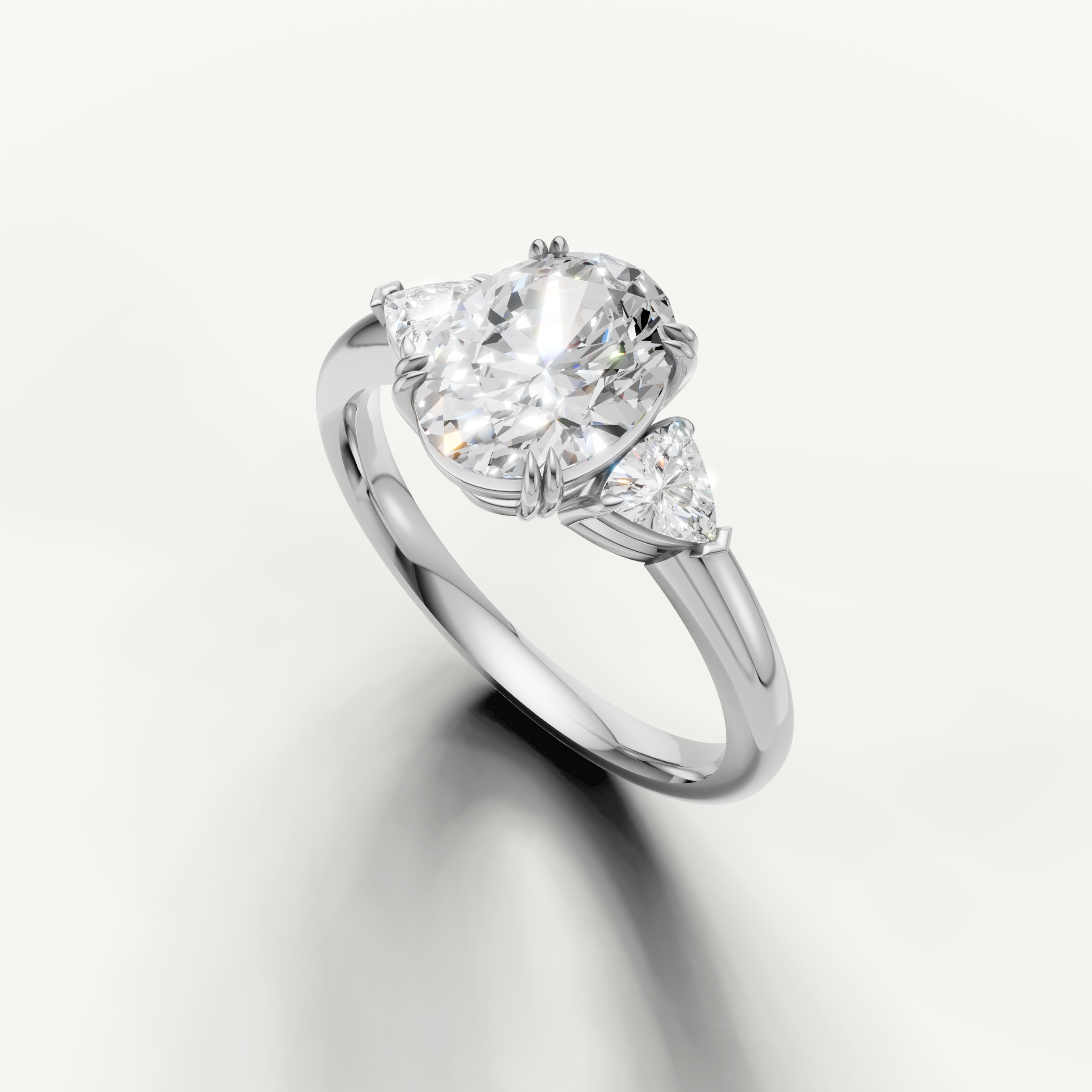 elegant oval cut lab grown diamond engagement ring with sleek white gold setting