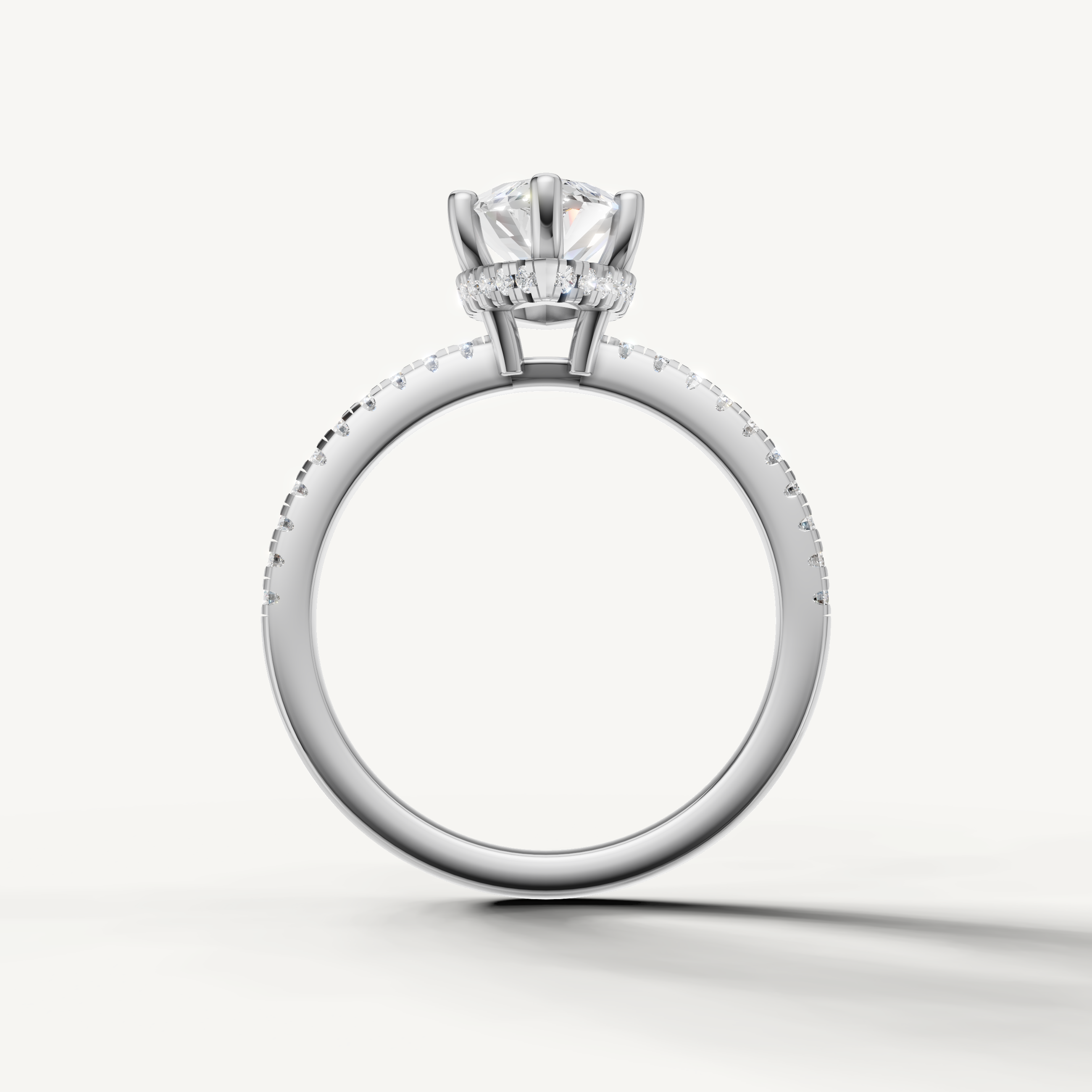 finger elongating marquise lab grown diamond ring with micro pavé band white gold