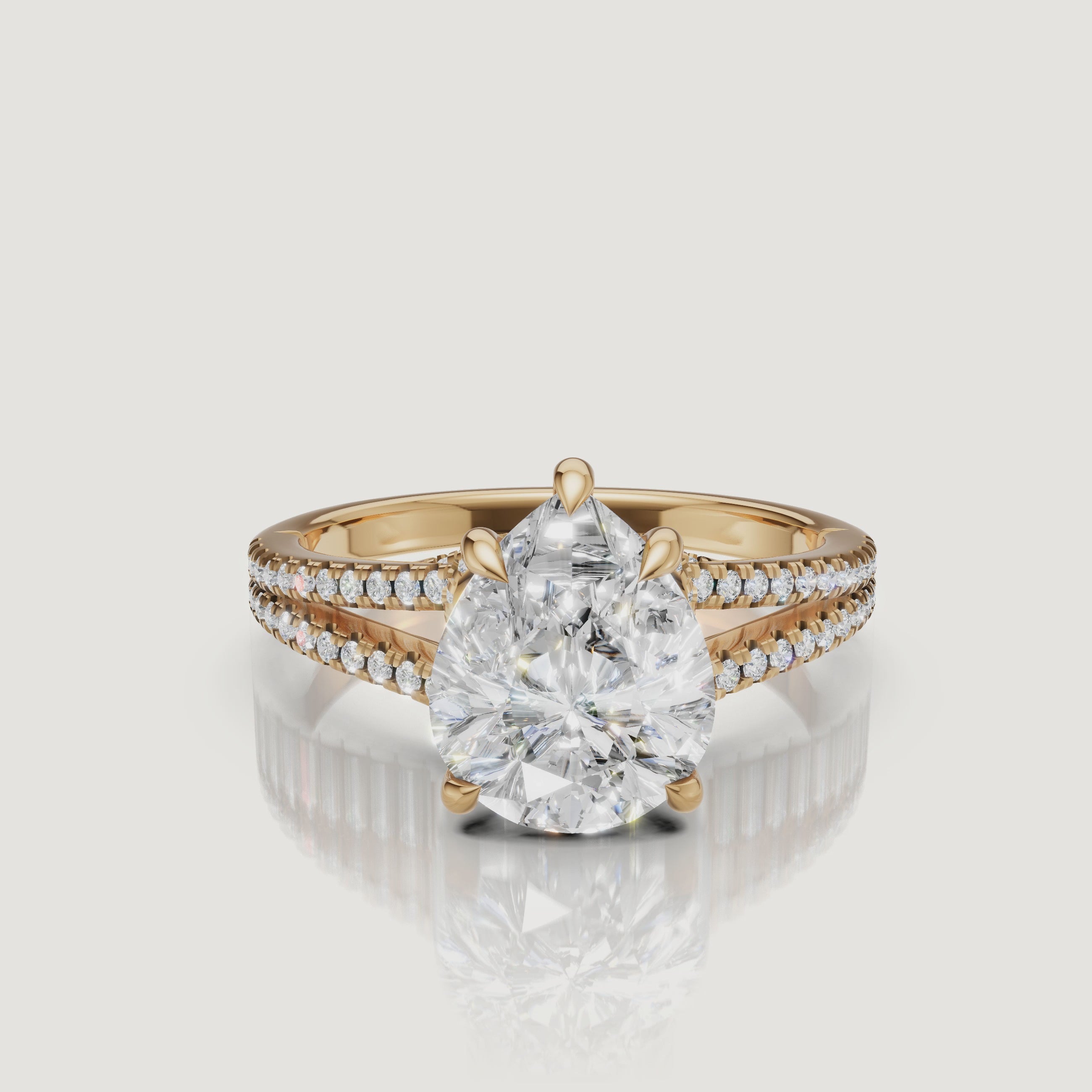 Pear Cut Lab Grown Diamond Engagement Ring Video in 14K Yellow Gold – Raul Diamonds