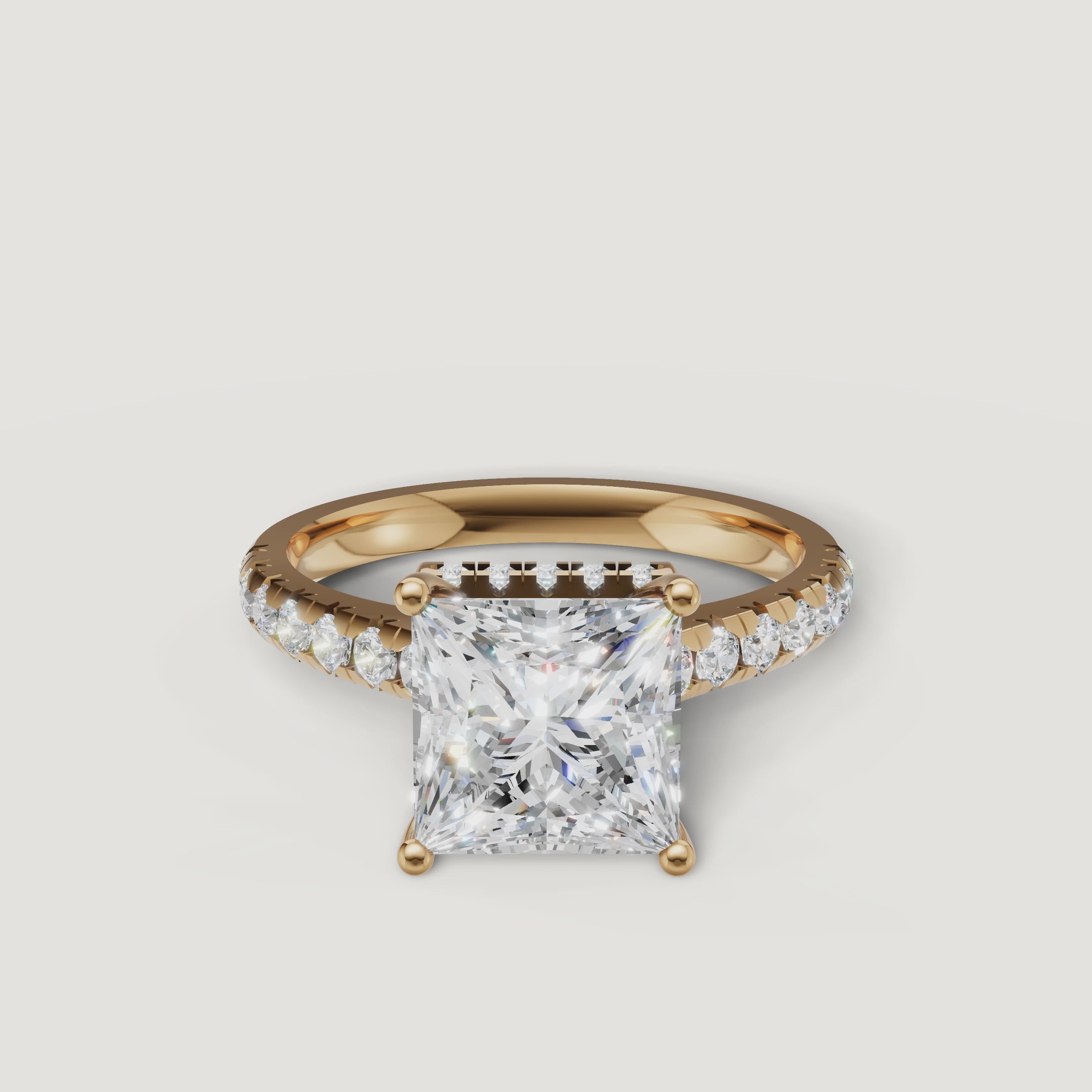 Princess Cut Lab Grown Diamond Engagement Ring Video in 14K Yellow Gold – Raul Diamonds