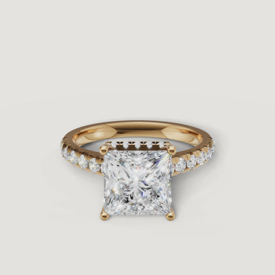 Princess Cut Lab Grown Diamond Engagement Ring Video in 14K Yellow Gold – Raul Diamonds