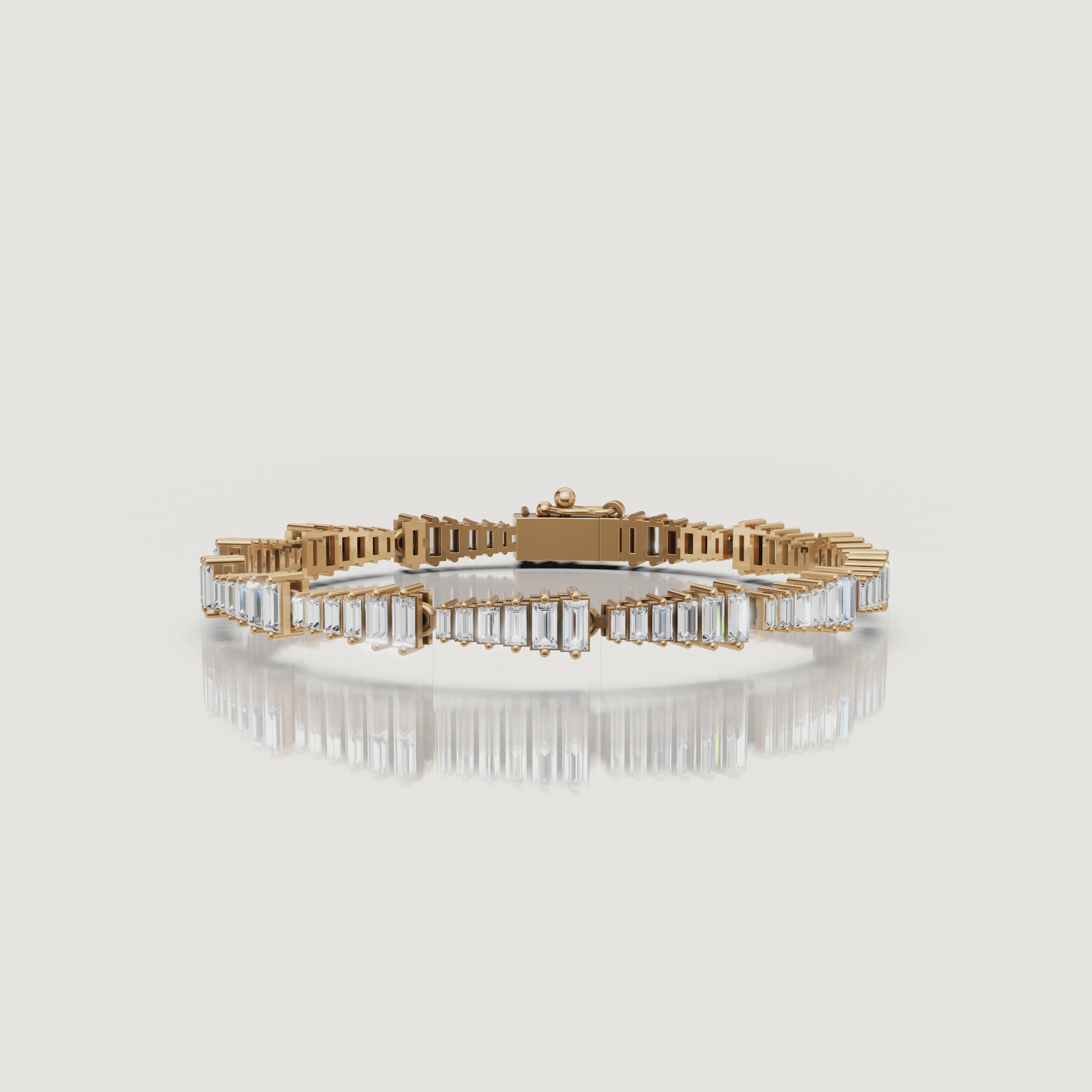 Yellow gold baguette diamond tennis bracelet video by Raul Diamonds