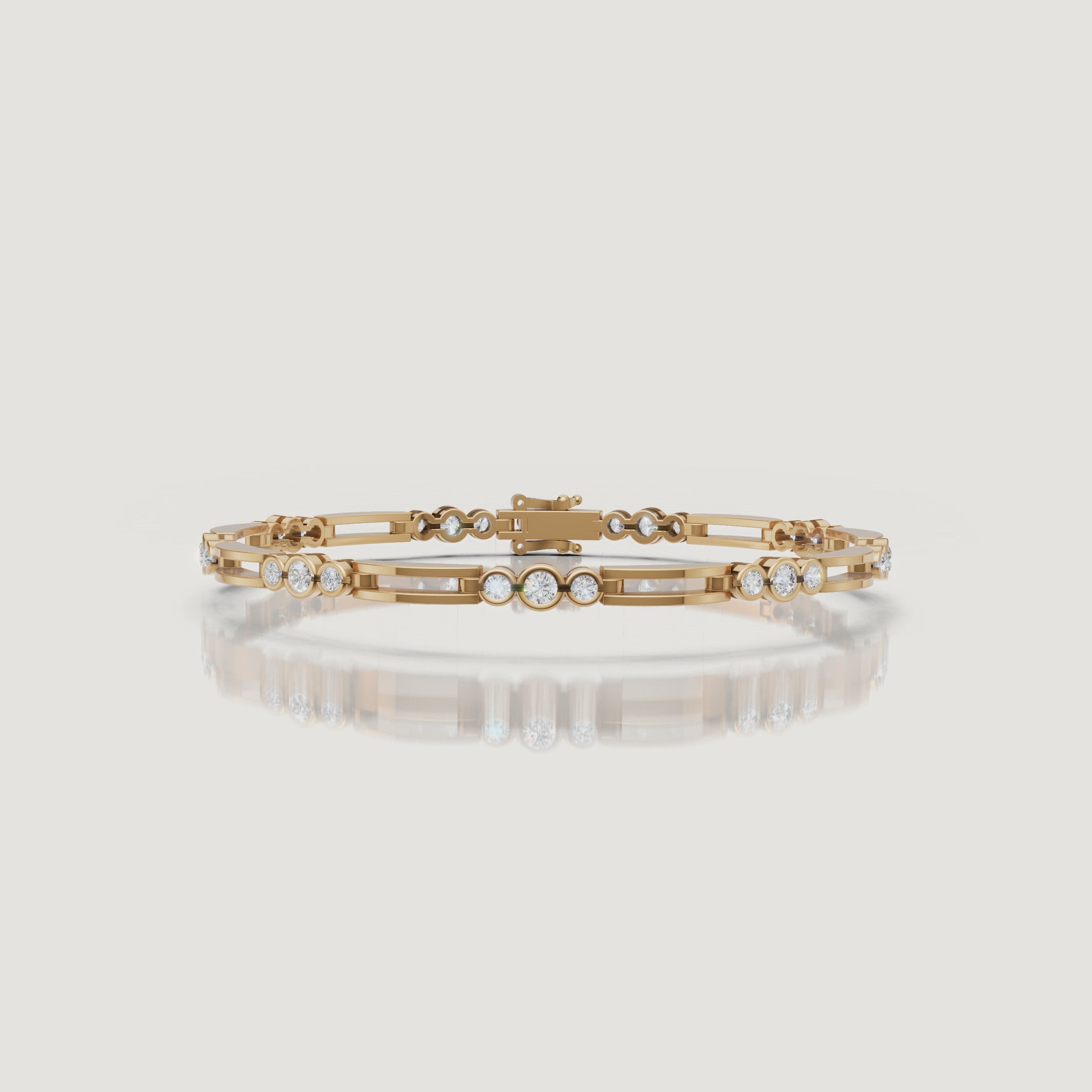 Cinematic yellow gold diamond bracelet video by Raul Diamonds showcasing sparkling lab grown diamonds, elegant wrist movement, luxury close-up details, and timeless fine jewelry craftsmanship