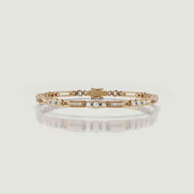 Cinematic yellow gold diamond bracelet video by Raul Diamonds showcasing sparkling lab grown diamonds, elegant wrist movement, luxury close-up details, and timeless fine jewelry craftsmanship