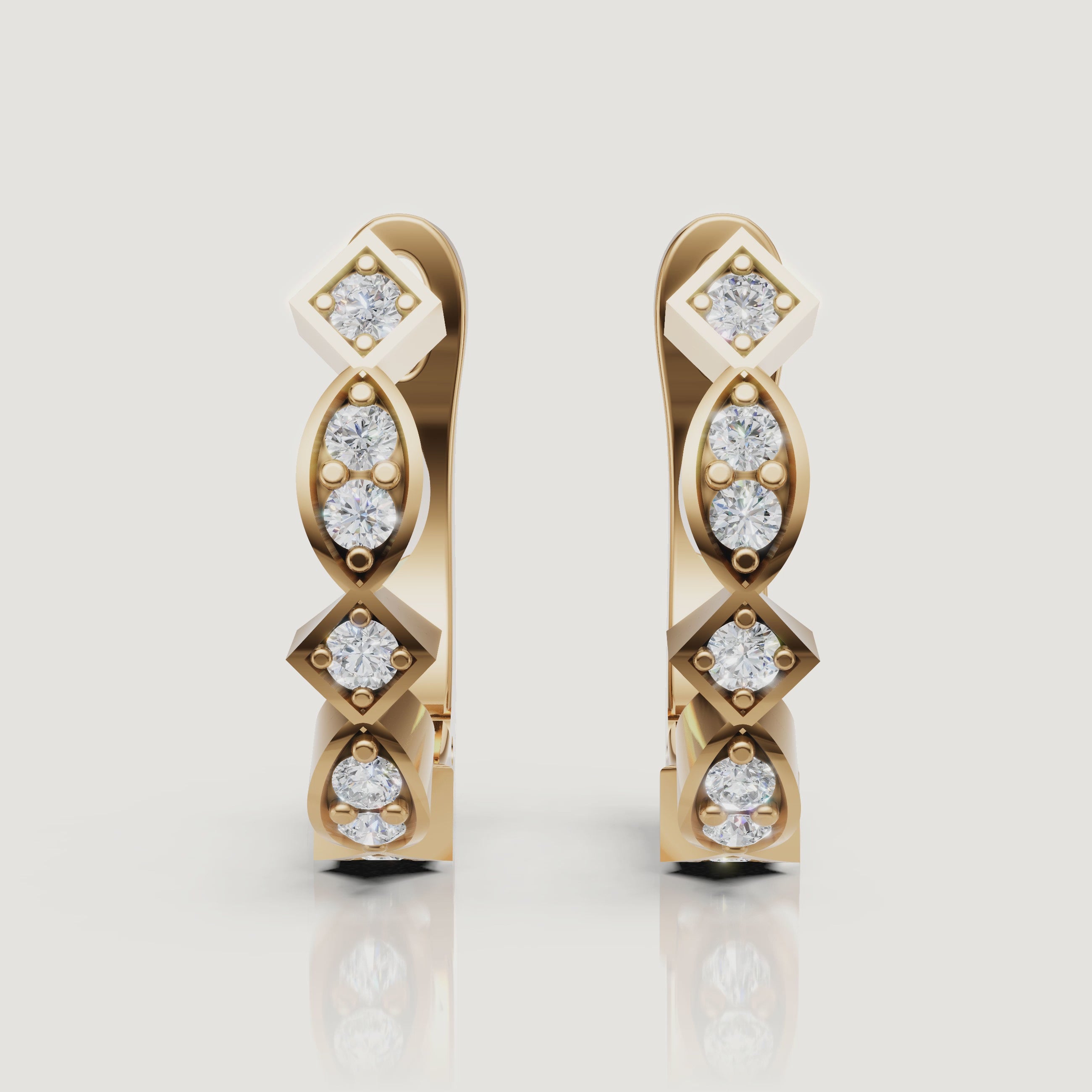 Yellow gold diamond earrings luxury jewelry video by Raul Diamonds