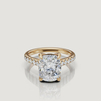 Elongated Cushion Cut Lab Grown Diamond Ring Video in Yellow Gold – Raul Diamonds
