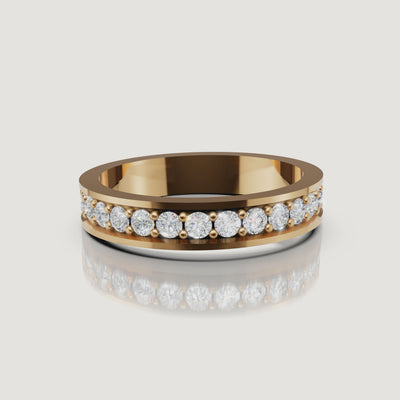Yellow gold diamond wedding band video with round channel set diamonds by Raul Diamonds