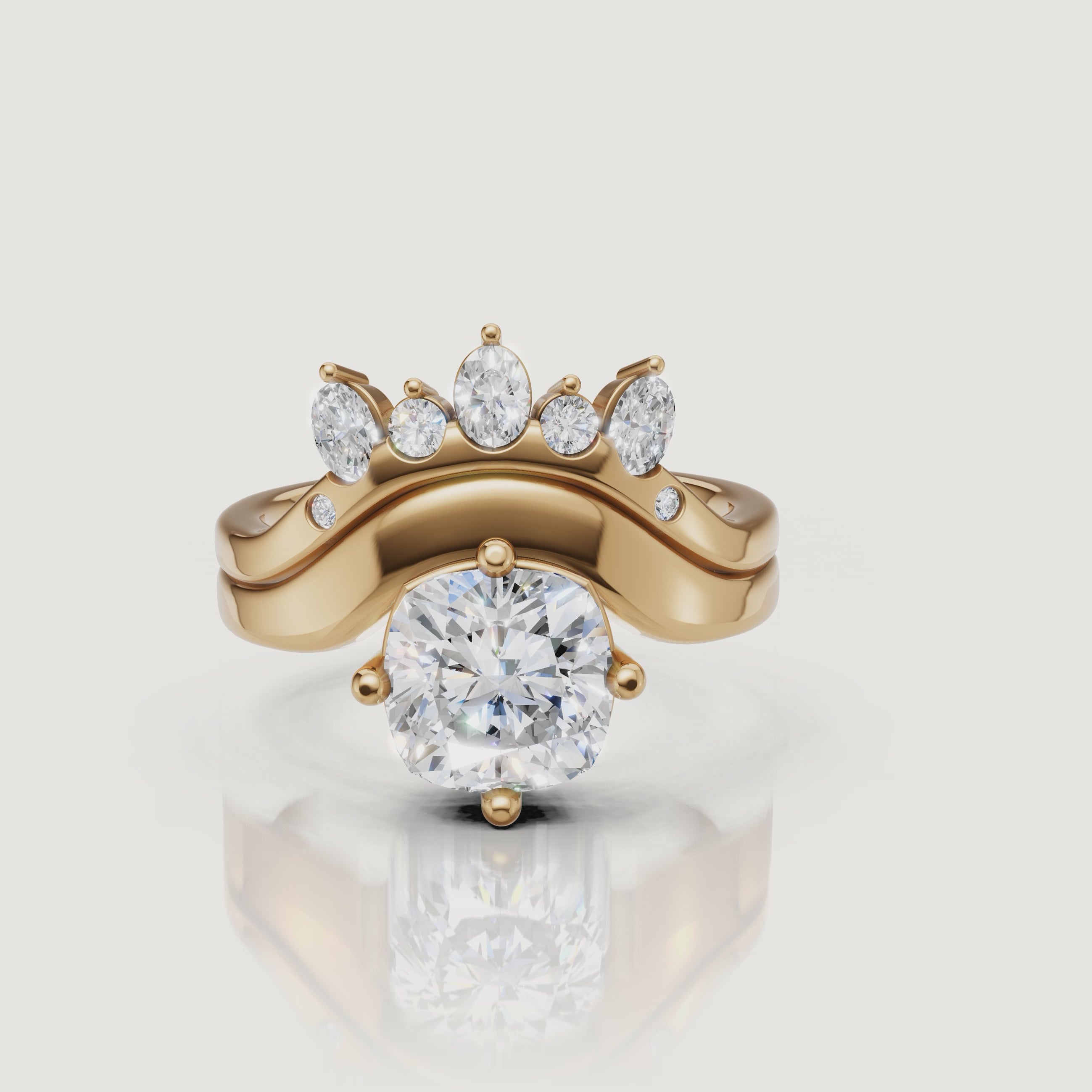 Yellow Gold Cushion Cut Diamond Bridal Set Video by Raul Diamonds