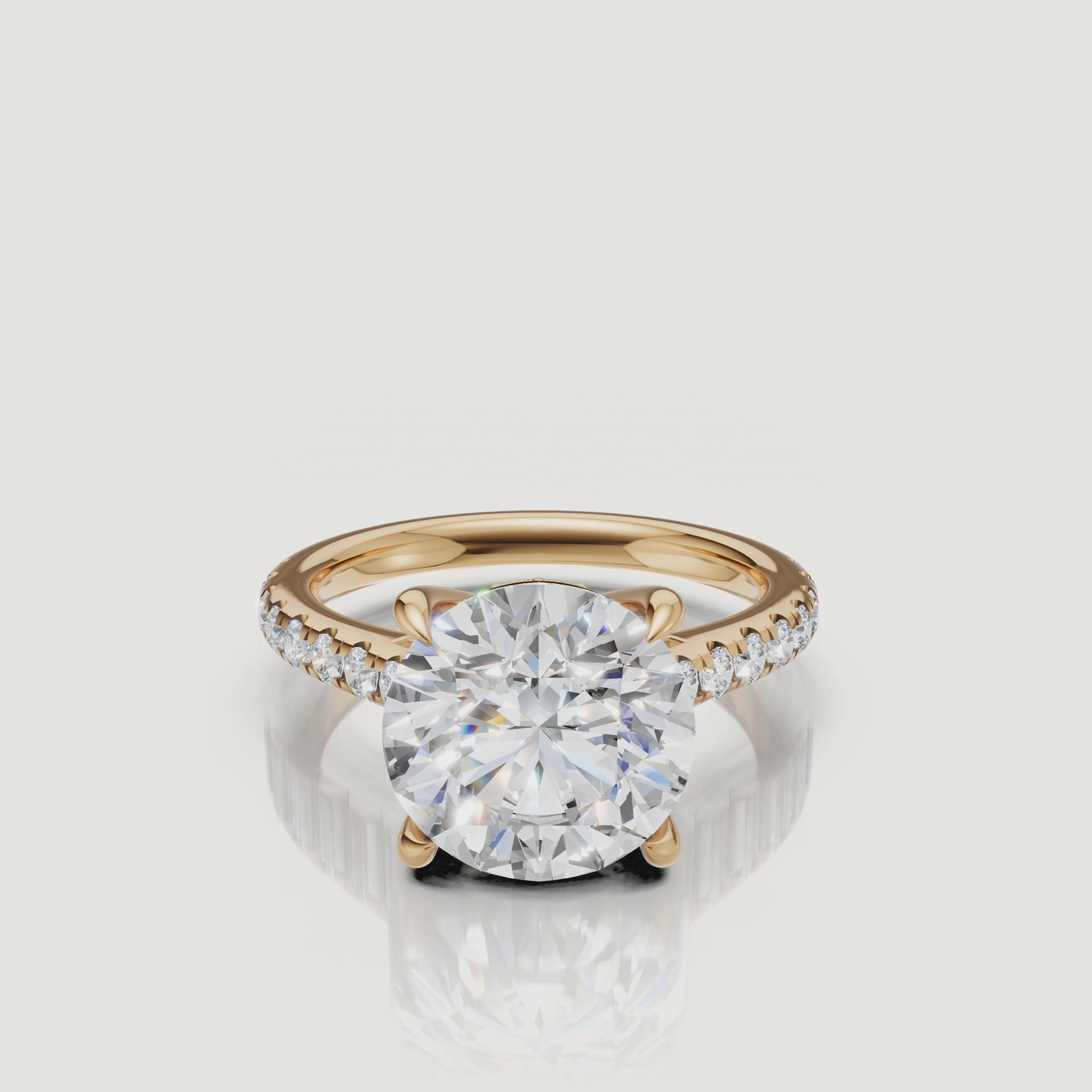 Round Cut Lab Grown Diamond Ring Video in 14K Yellow Gold – Raul Diamonds