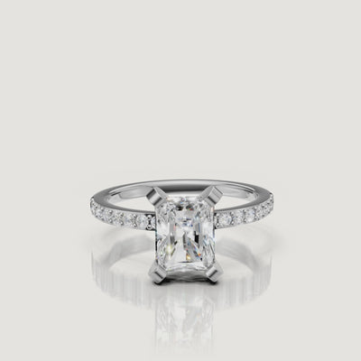 Radiant cut lab grown diamond solitaire engagement ring in 14K white gold by Raul Diamonds video display