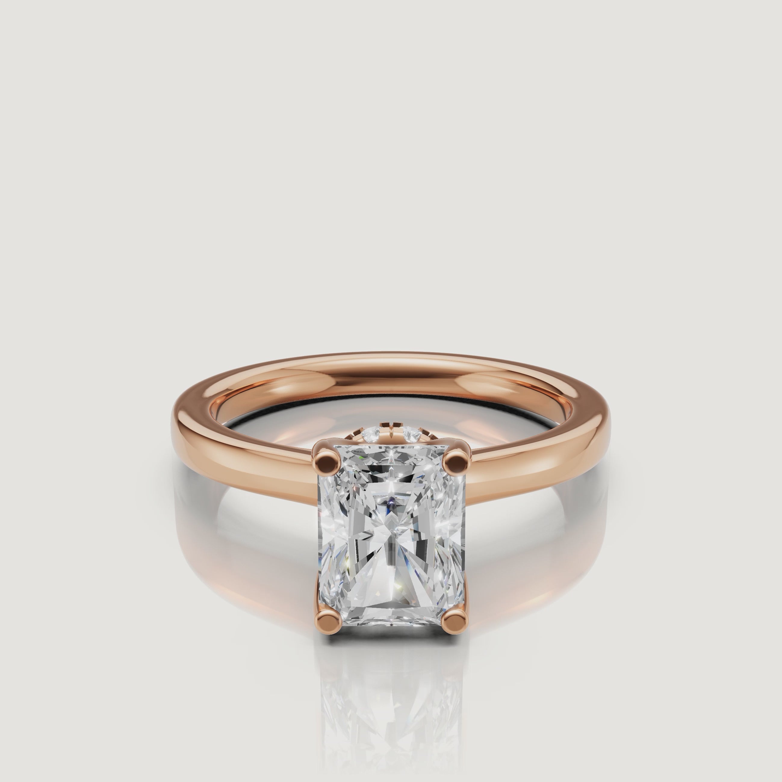 video of radiant cut lab grown diamond solitaire engagement ring in 14k rose gold