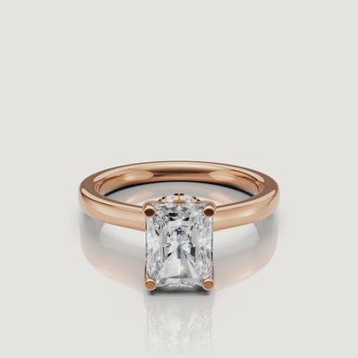 video of radiant cut lab grown diamond solitaire engagement ring in 14k rose gold