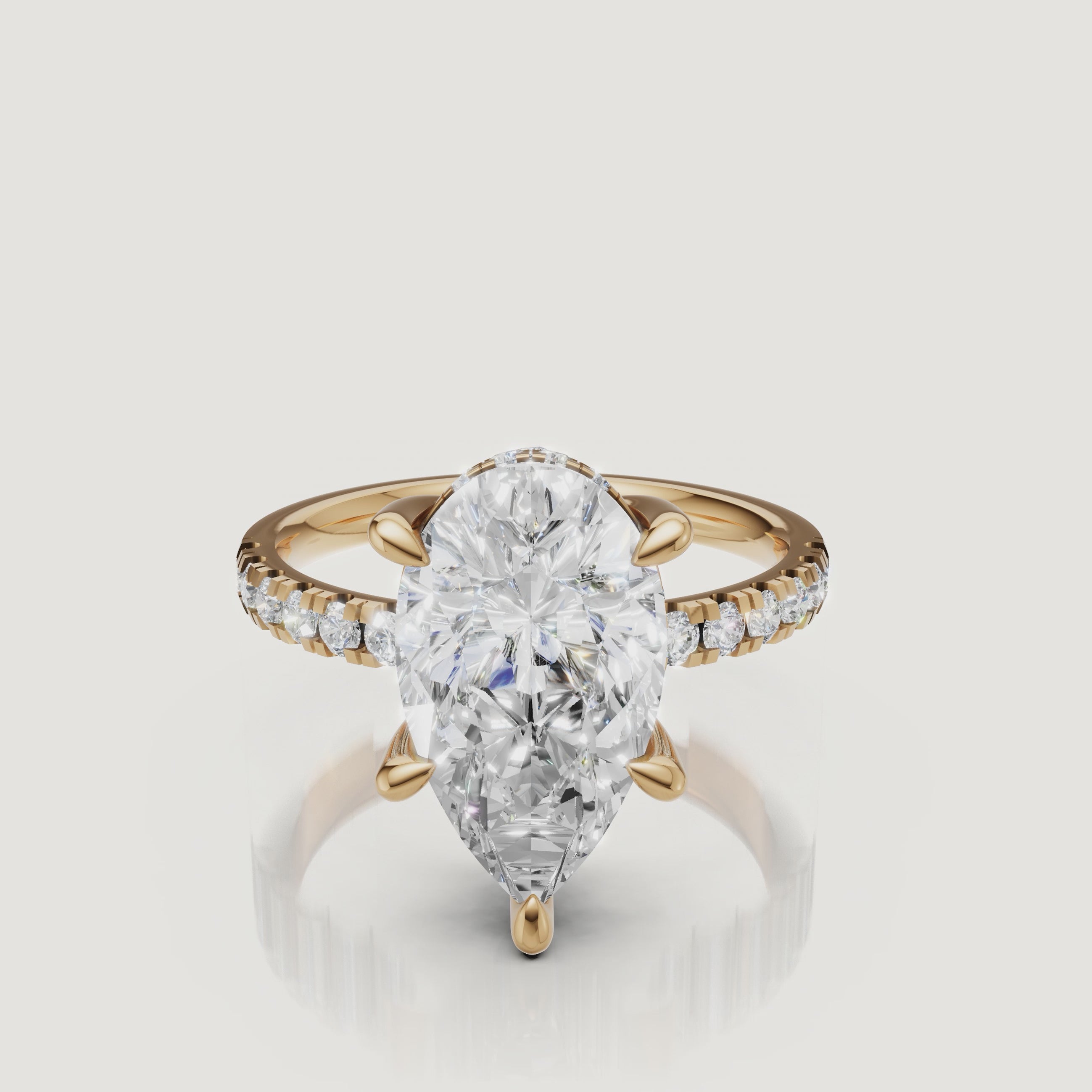 Pear Cut Lab Grown Diamond Ring Video in 14K Yellow Gold – Raul Diamonds