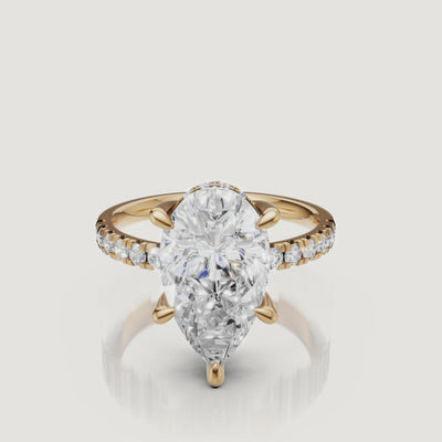 Pear Cut Lab Grown Diamond Ring Video in 14K Yellow Gold – Raul Diamonds