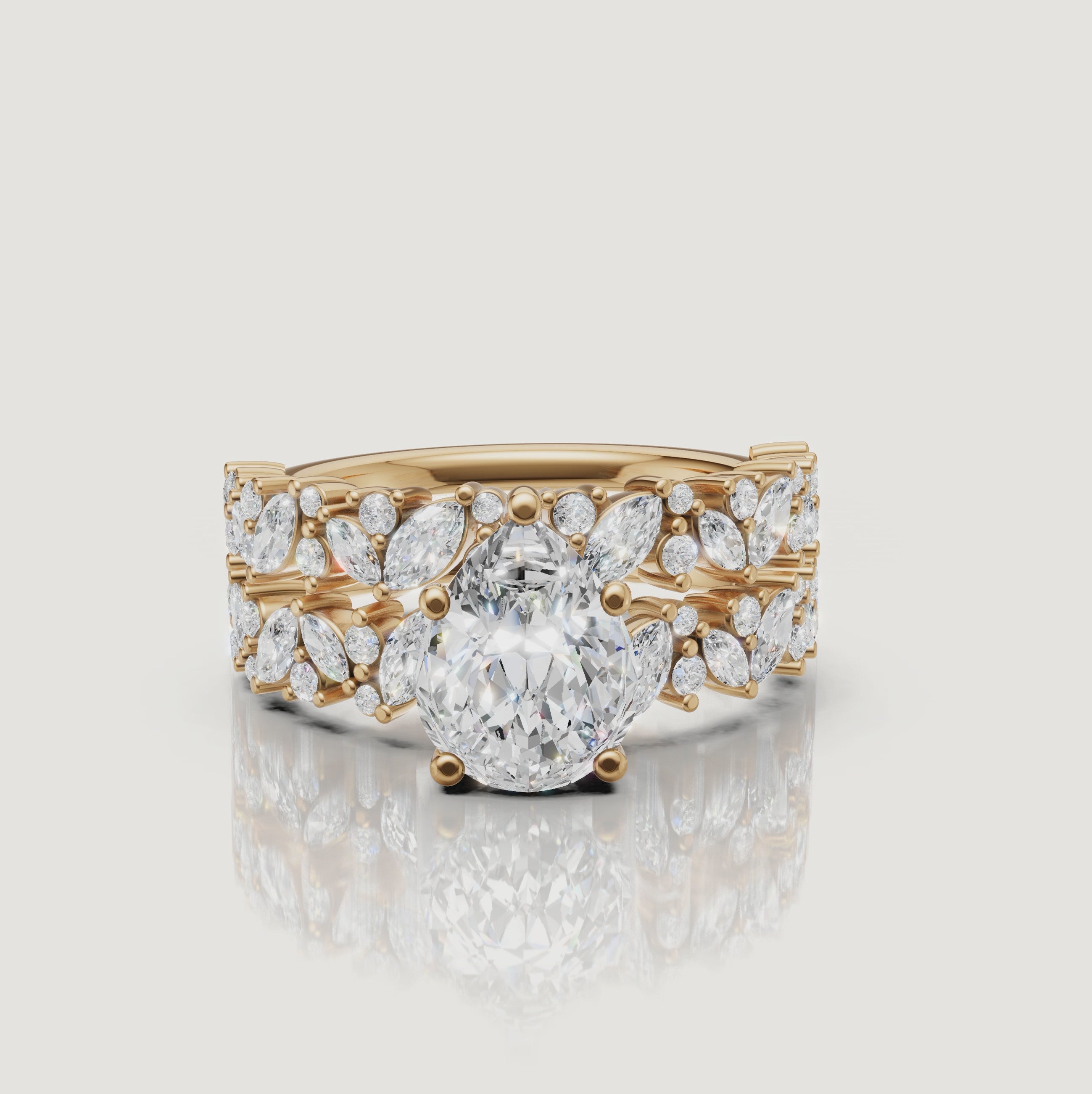 Yellow Gold Pear Cut Diamond Bridal Set Video by Raul Diamonds