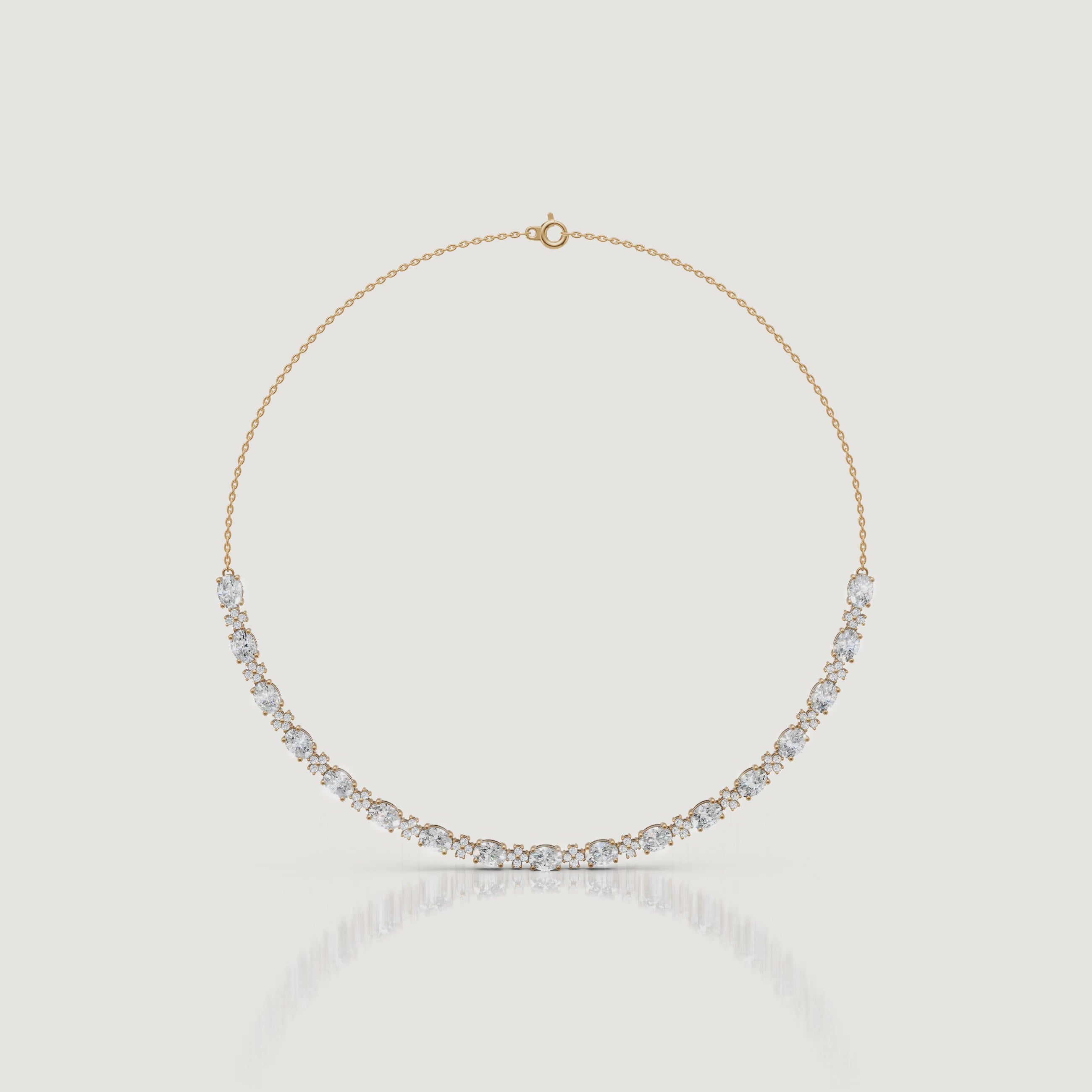 Yellow Gold Oval Lab Grown Diamond Tennis Necklace Video by Raul Diamonds