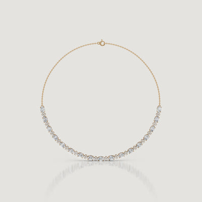 Yellow Gold Oval Lab Grown Diamond Tennis Necklace Video by Raul Diamonds