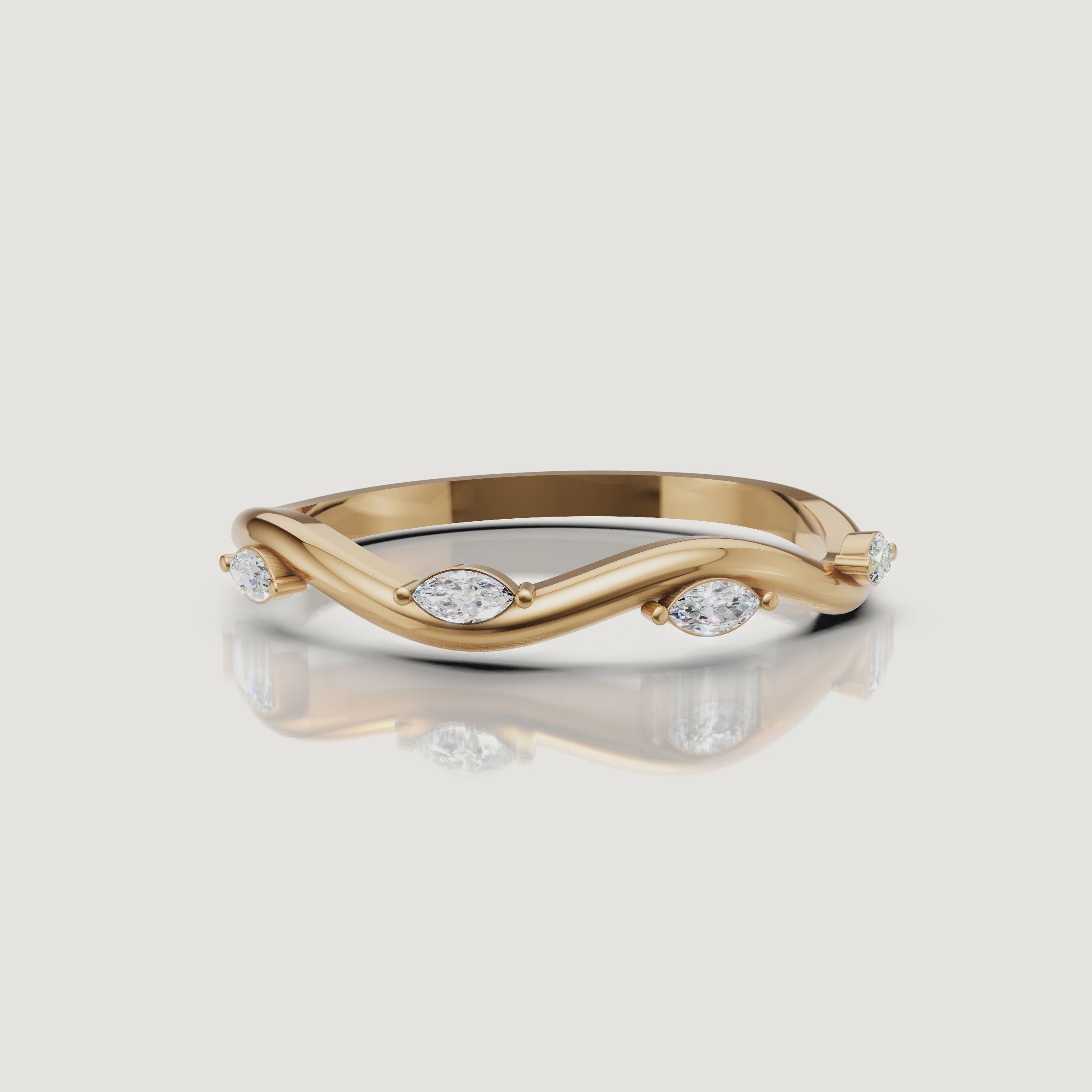 Raul Diamonds yellow gold twisted marquise diamond wedding band rotating jewelry video