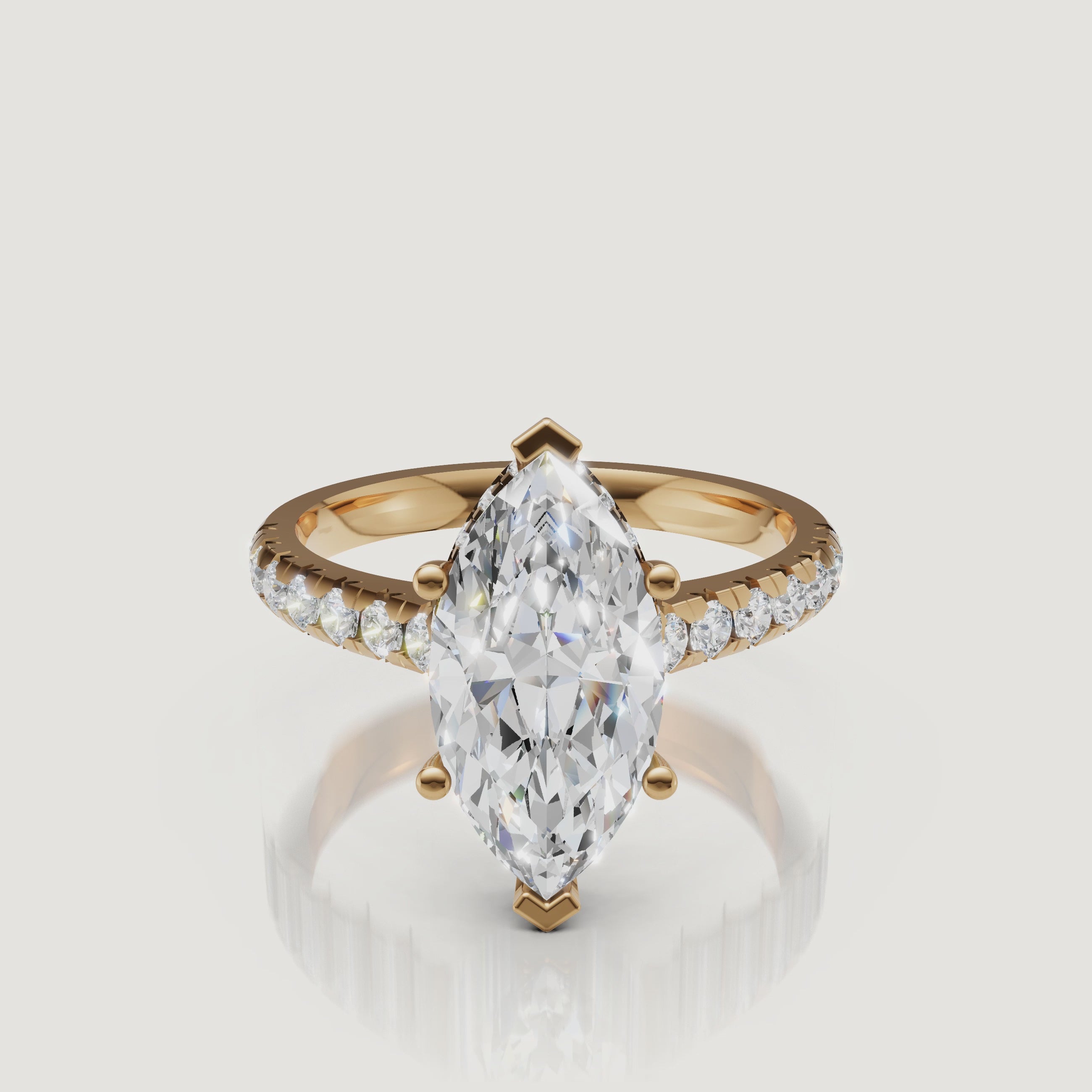 Marquise Cut Lab Grown Diamond Engagement Ring Video in 14K Yellow Gold – Raul Diamonds