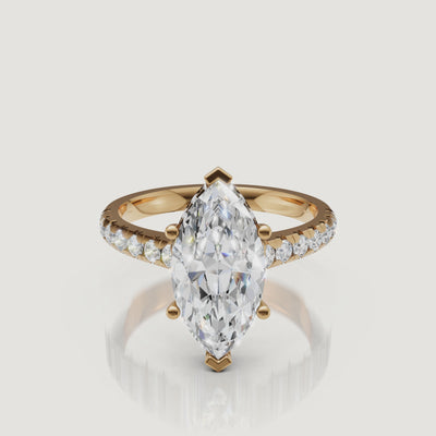 Marquise Cut Lab Grown Diamond Engagement Ring Video in 14K Yellow Gold – Raul Diamonds