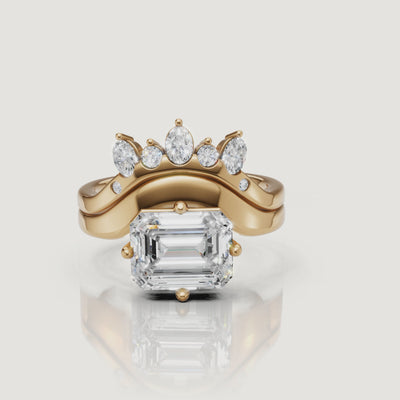 Yellow Gold Emerald Cut Diamond Bridal Set Video by Raul Diamonds