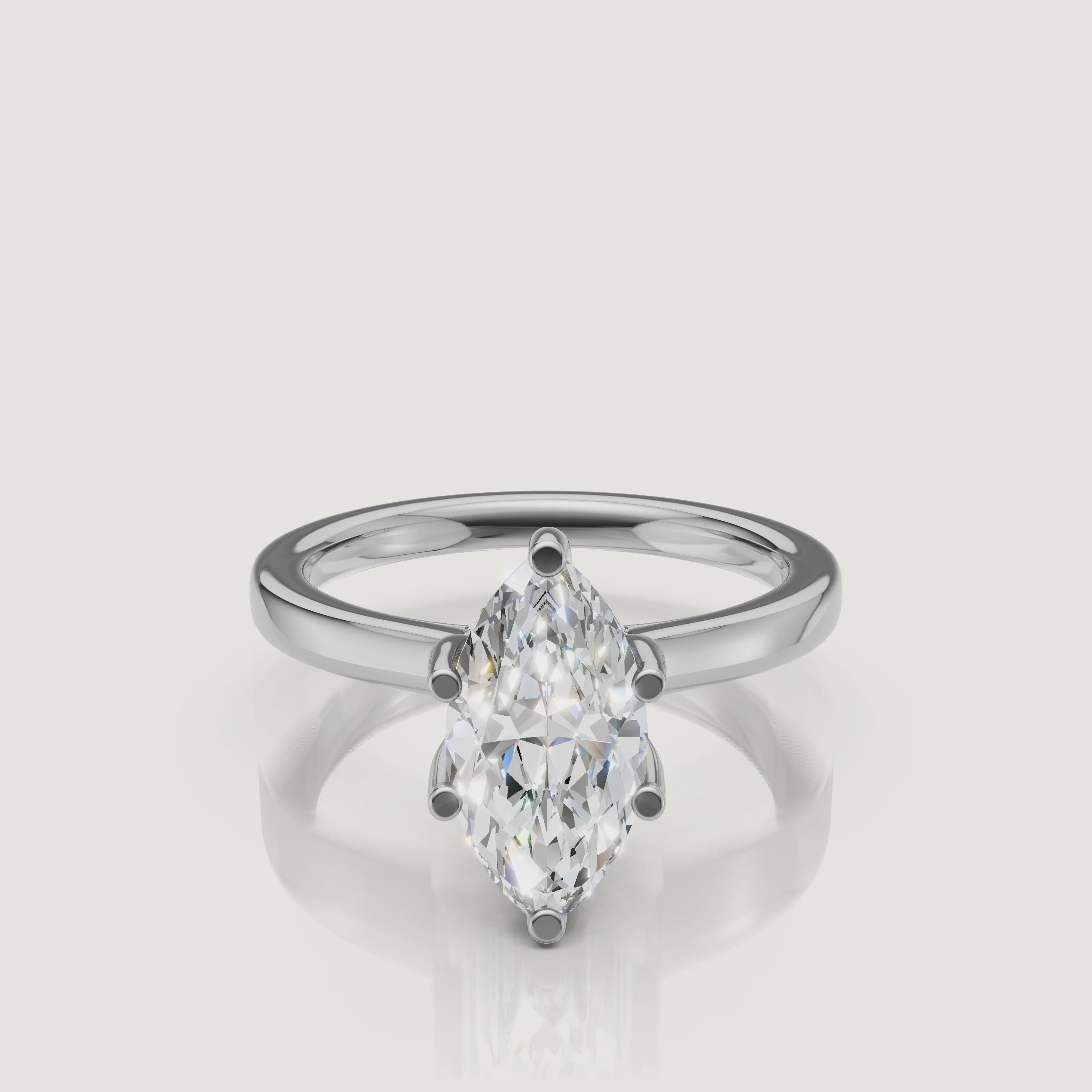 video of marquise cut lab grown diamond solitaire engagement ring in 14k white gold