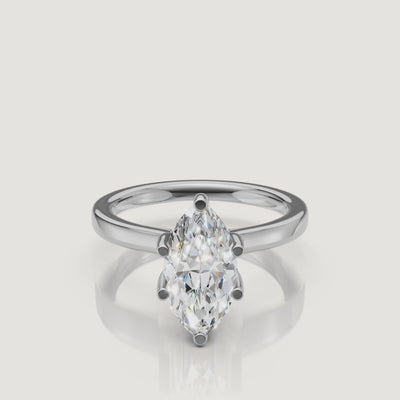 video of marquise cut lab grown diamond solitaire engagement ring in 14k white gold