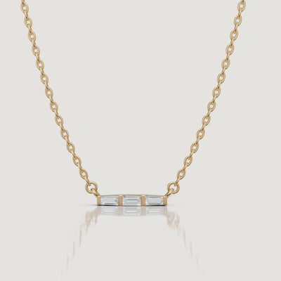 Yellow Gold Baguette Diamond Bar Pendant Necklace Video by Raul Diamonds