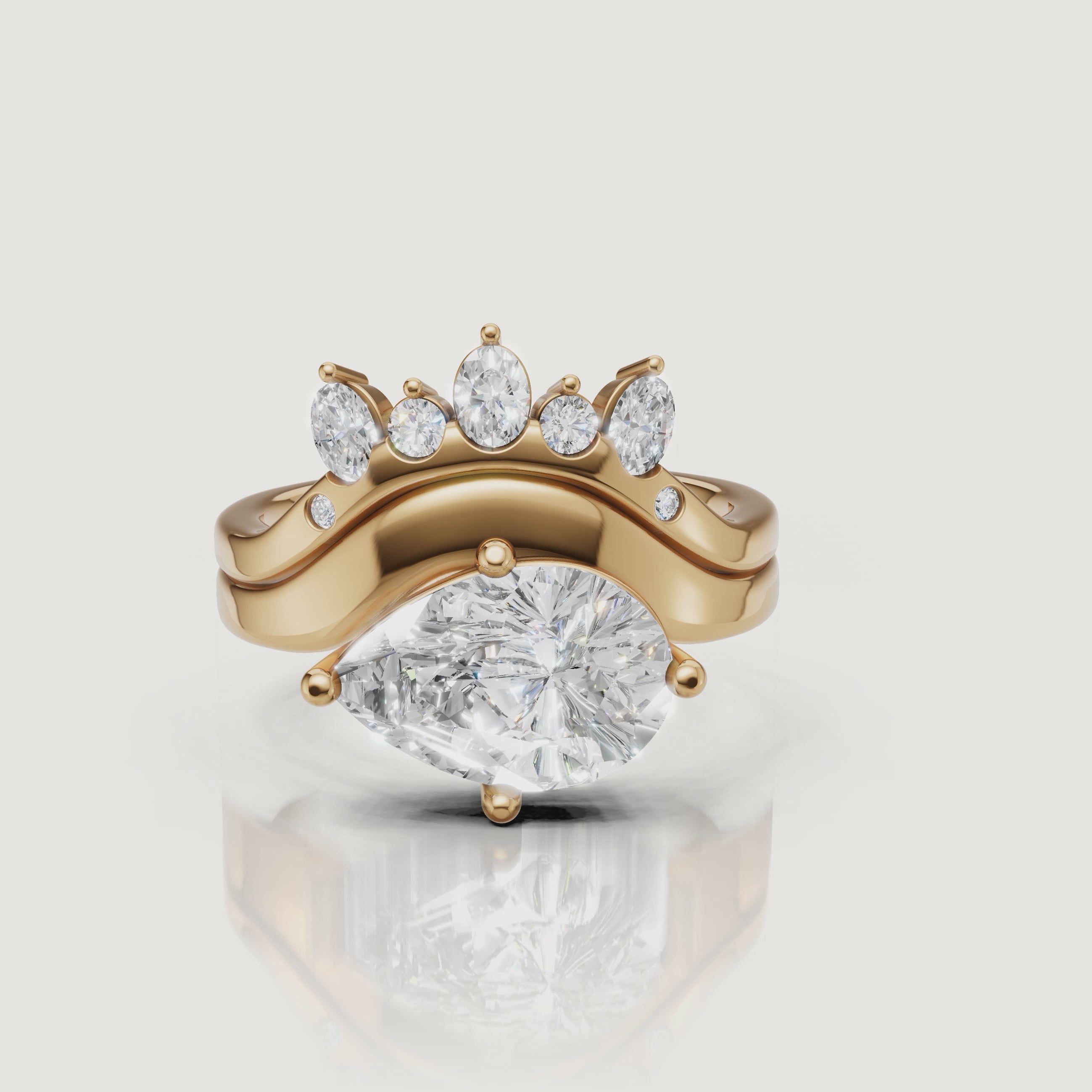 Yellow Gold Pear Cut Diamond Bridal Set Video by Raul Diamonds