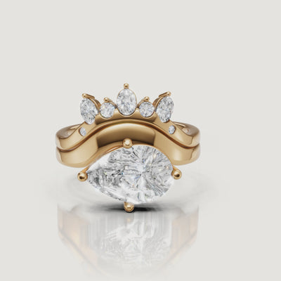 Yellow Gold Pear Cut Diamond Bridal Set Video by Raul Diamonds