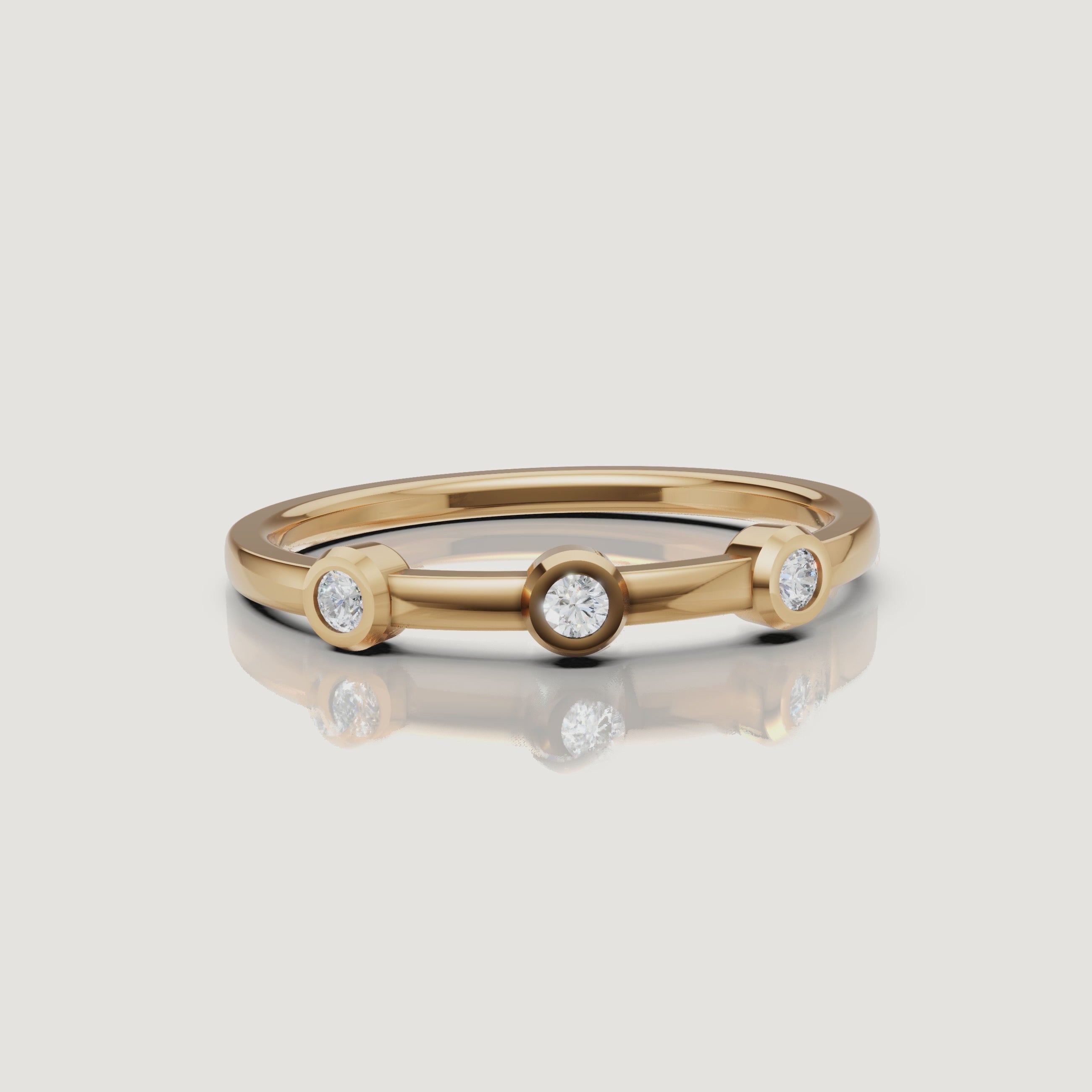 Yellow gold bezel set diamond wedding band video with modern minimalist design by Raul Diamonds