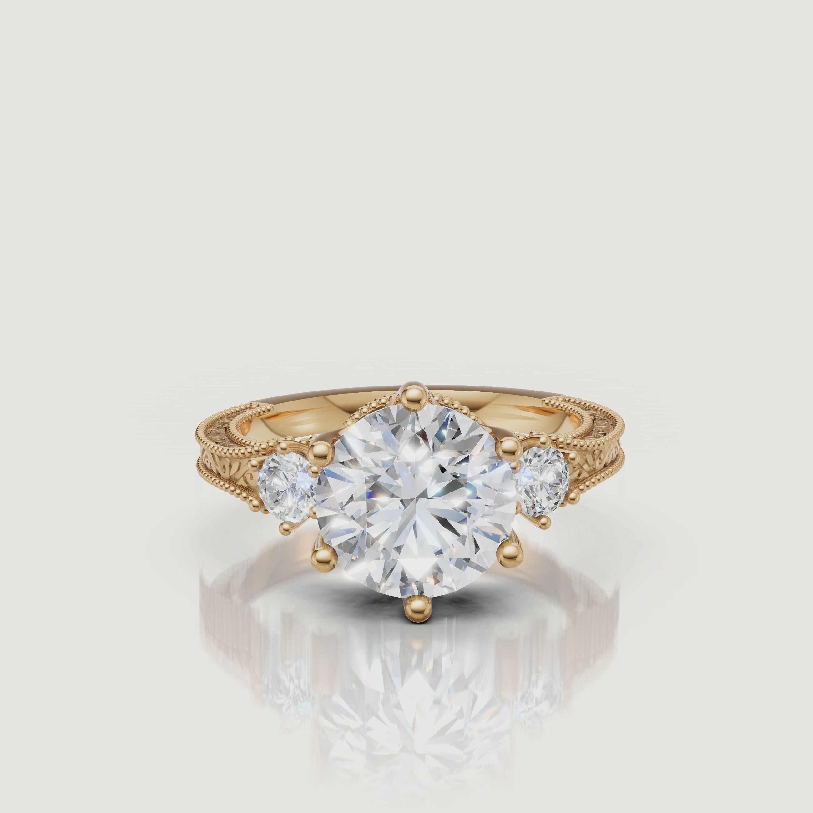 Yellow Gold Vintage Round Lab Diamond Ring Video – Raul Diamonds