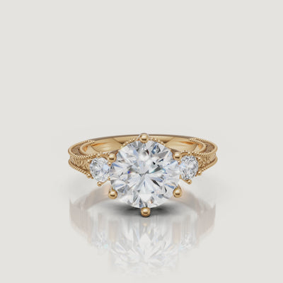 Yellow Gold Vintage Round Lab Diamond Ring Video – Raul Diamonds