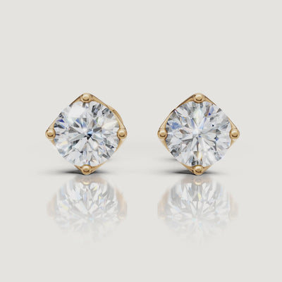 Yellow gold round diamond stud earrings luxury sparkle video by Raul Diamonds