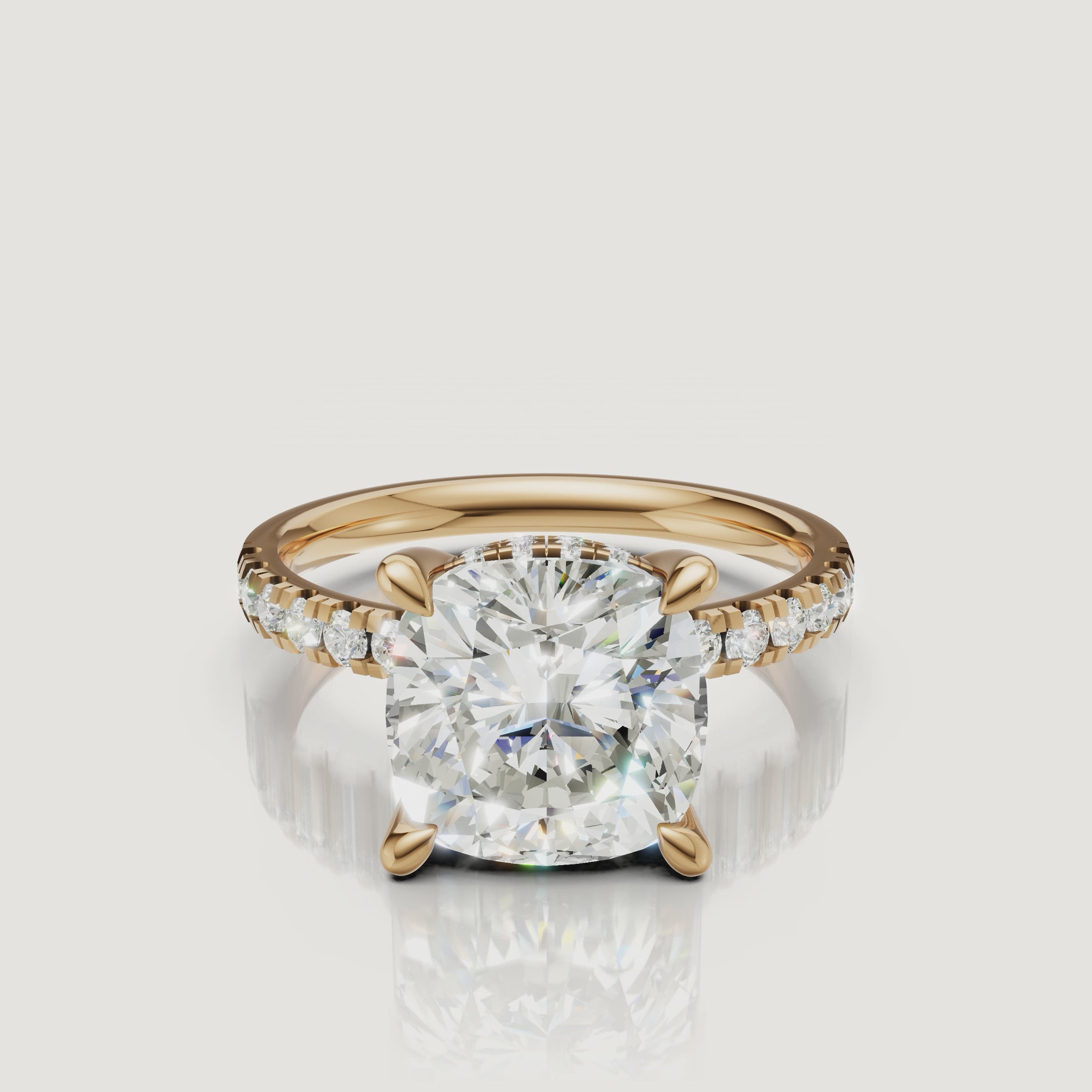 Cushion Cut Lab Grown Diamond Ring Video in 14K Yellow Gold – Raul Diamonds