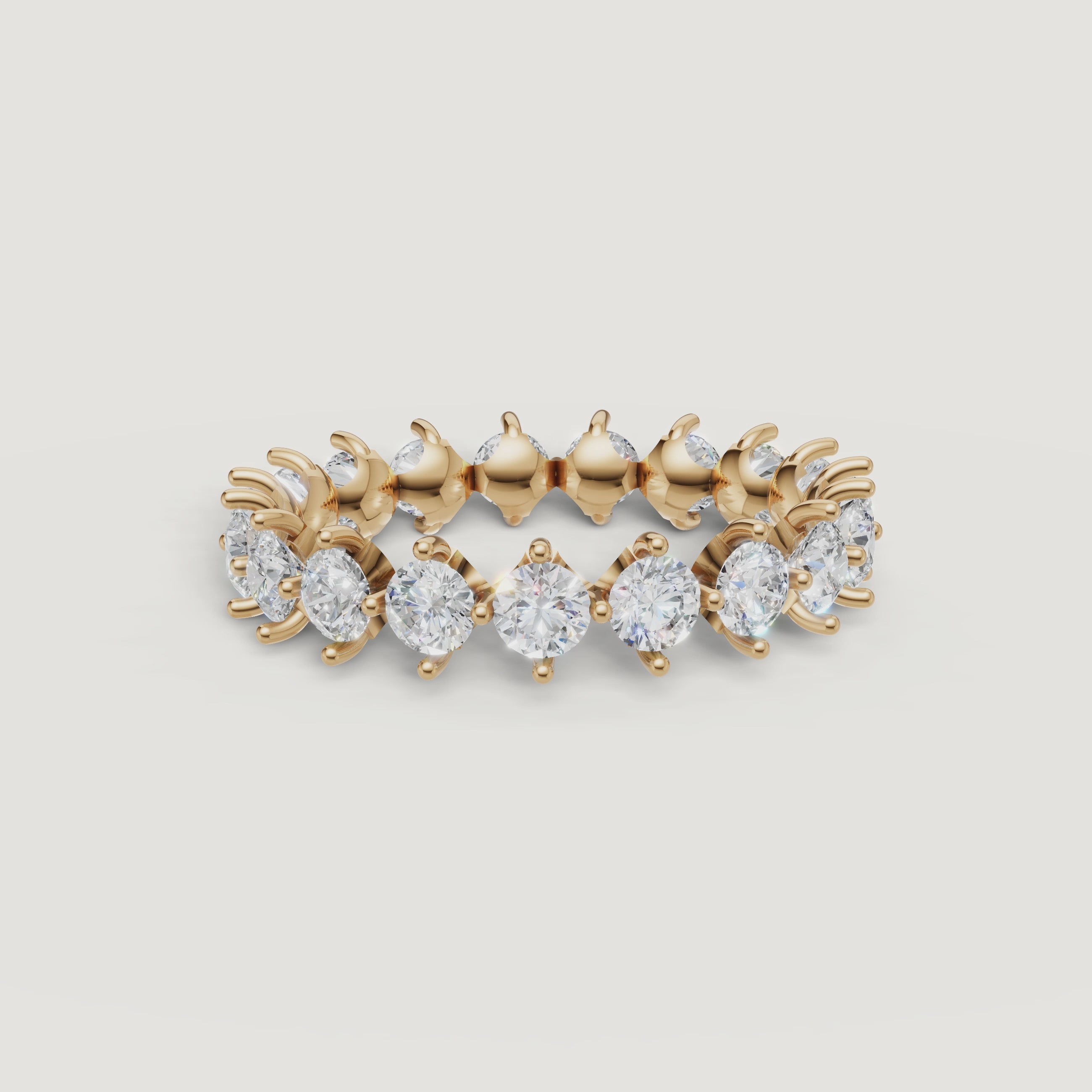 rotating view of round lab grown diamond eternity band