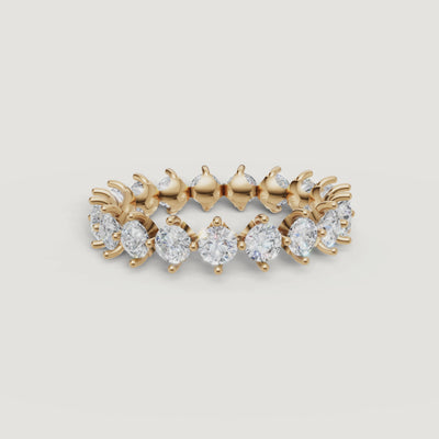 rotating view of round lab grown diamond eternity band